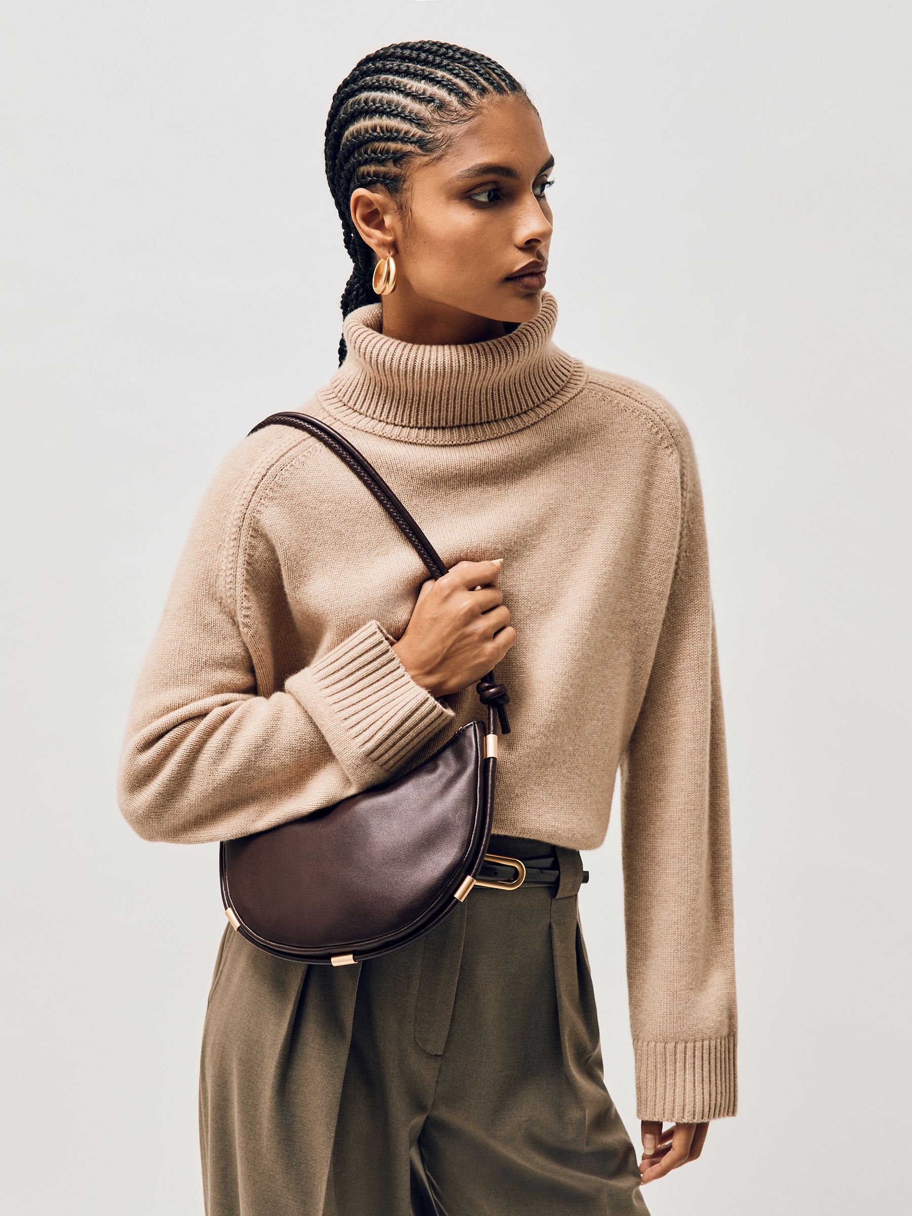 Leather Rope Strap Shoulder Bag in Oxblood - Image 2 of 6