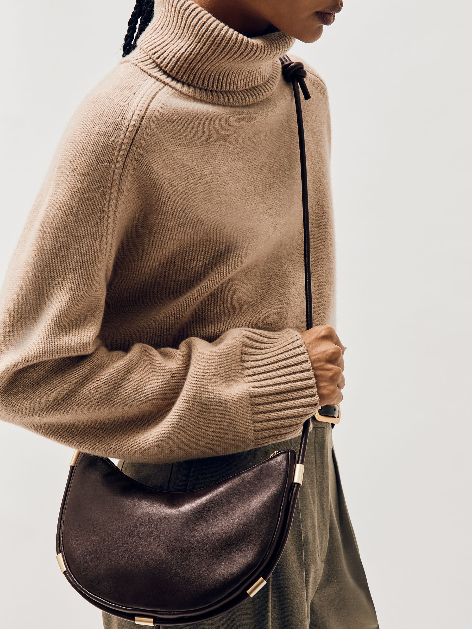 Leather Rope Strap Shoulder Bag in Oxblood - Image 3 of 6