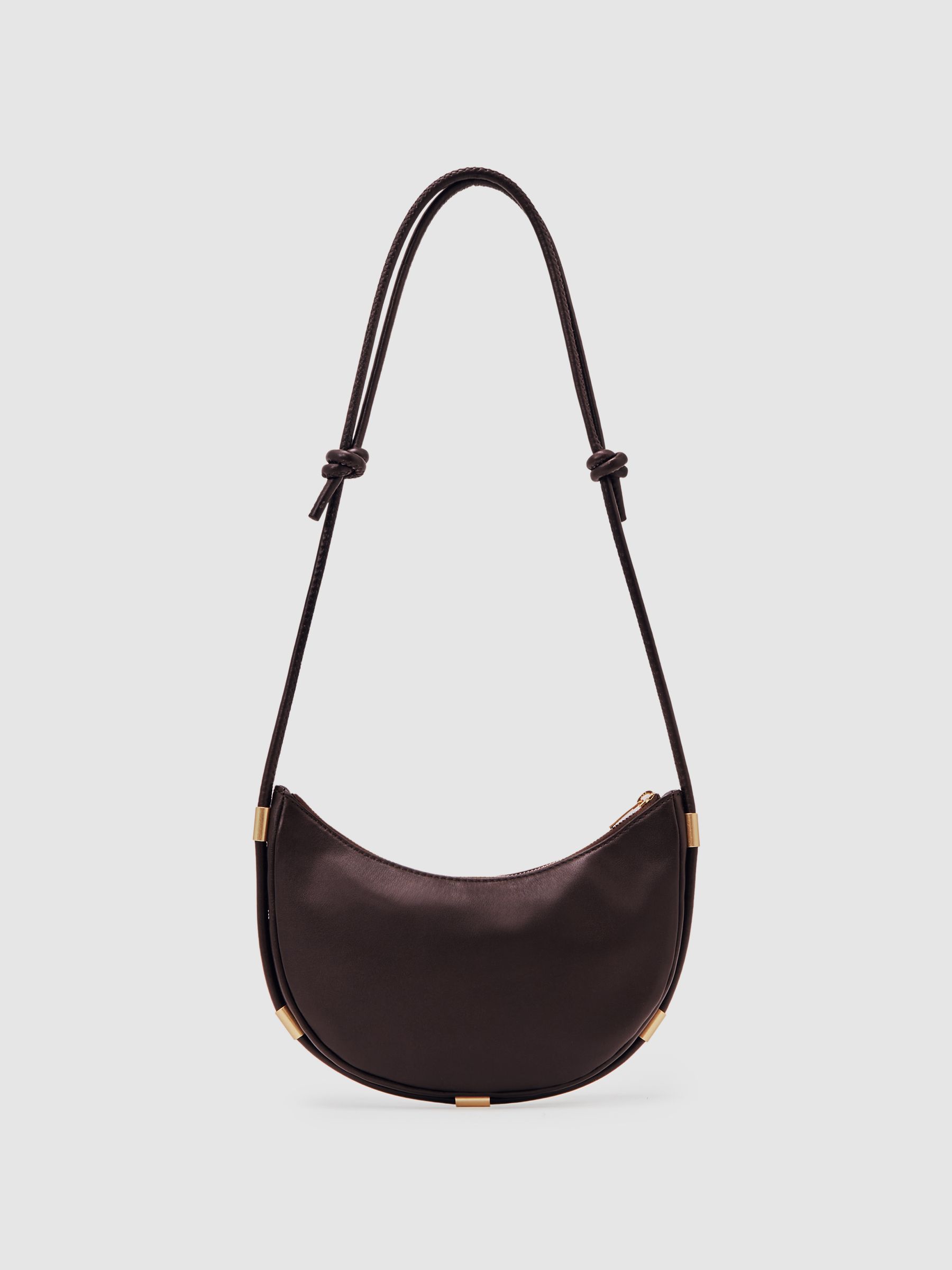 Leather Rope Strap Shoulder Bag in Oxblood - Image 5 of 6