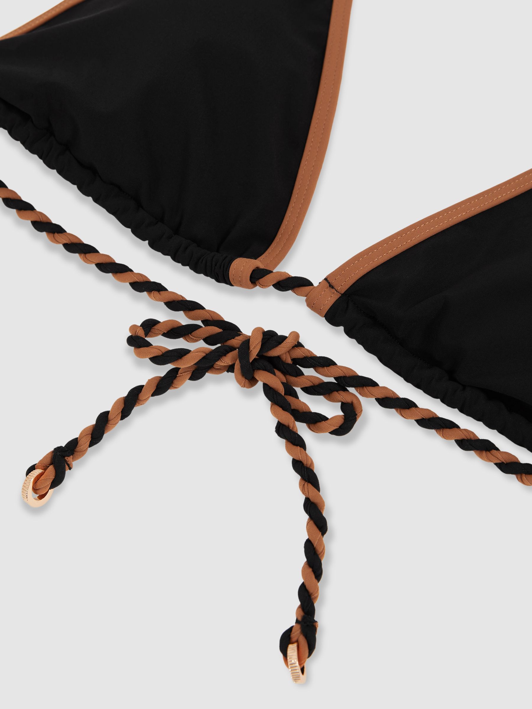 Triangle Twist-Strap Bikini Top in Black/Brown - Image 6 of 6