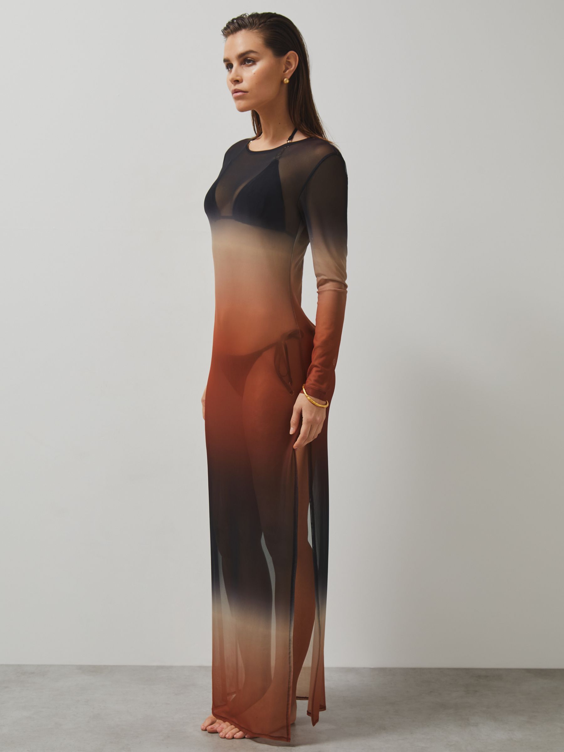 McLaren F1 Team Ombré Mesh Maxi Dress in Multi - Image 4 of 8