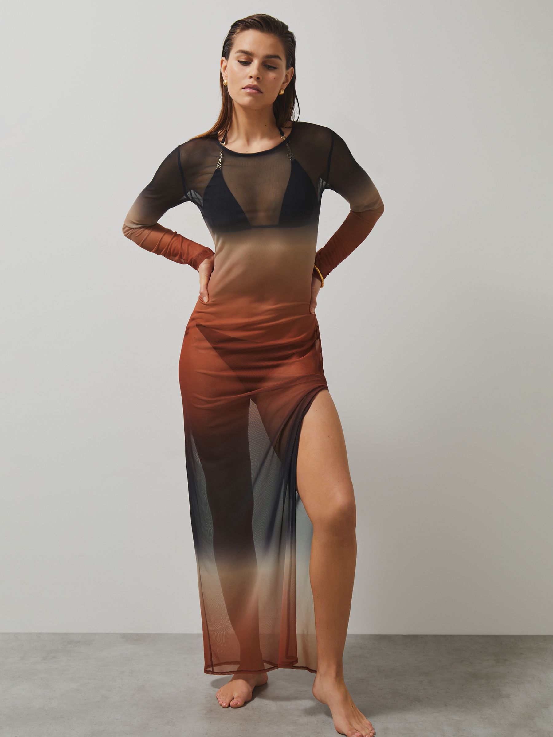McLaren F1 Team Ombré Mesh Maxi Dress in Multi - Image 6 of 8