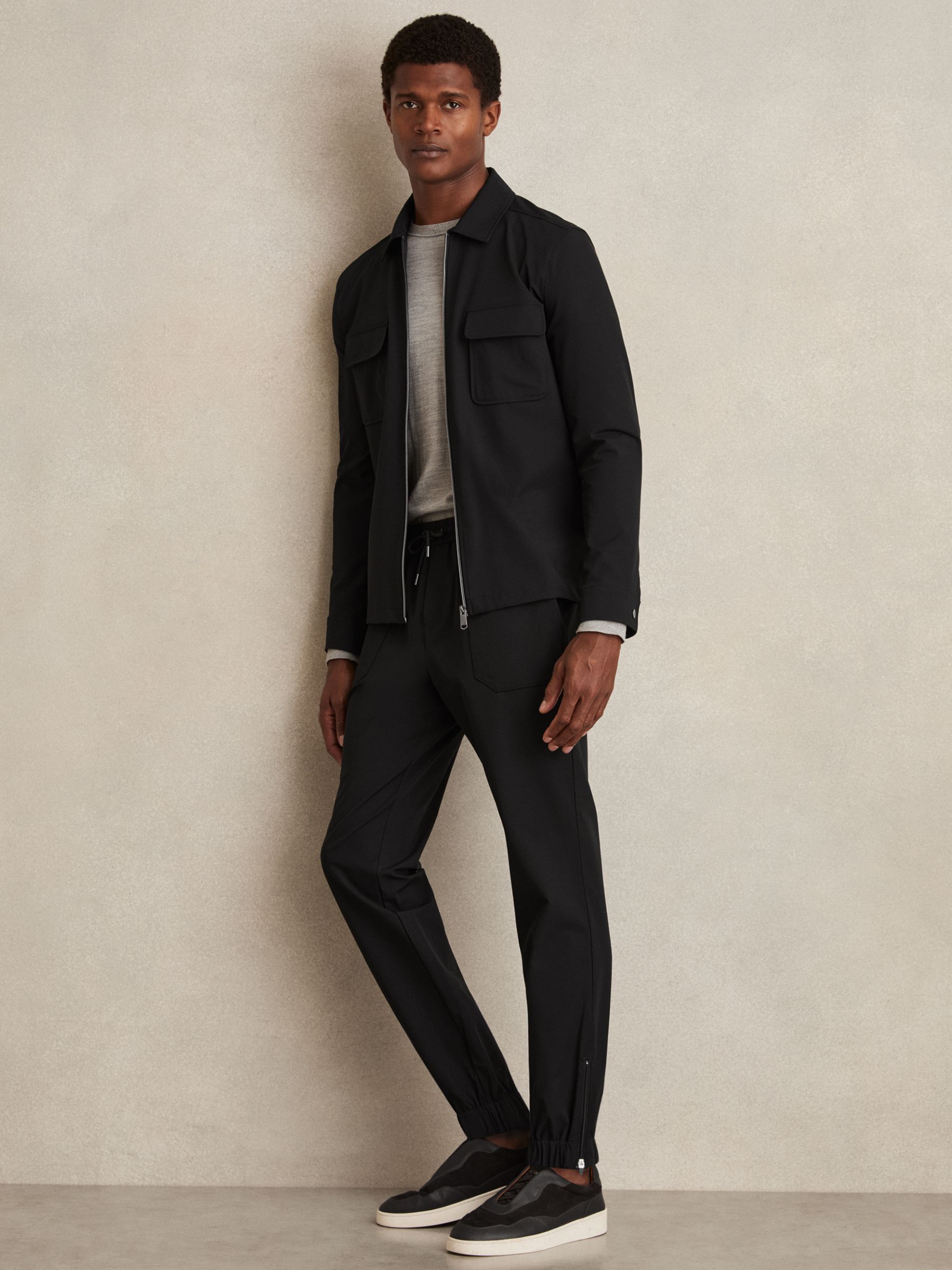 Stretch-Nylon Cuff Trousers in Black - Image 1 of 7