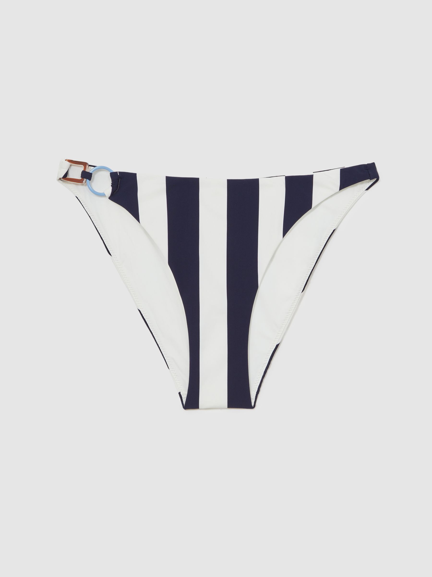 Stripe Ring-Detail Bikini Bottoms in Navy/Brown - Image 2 of 4