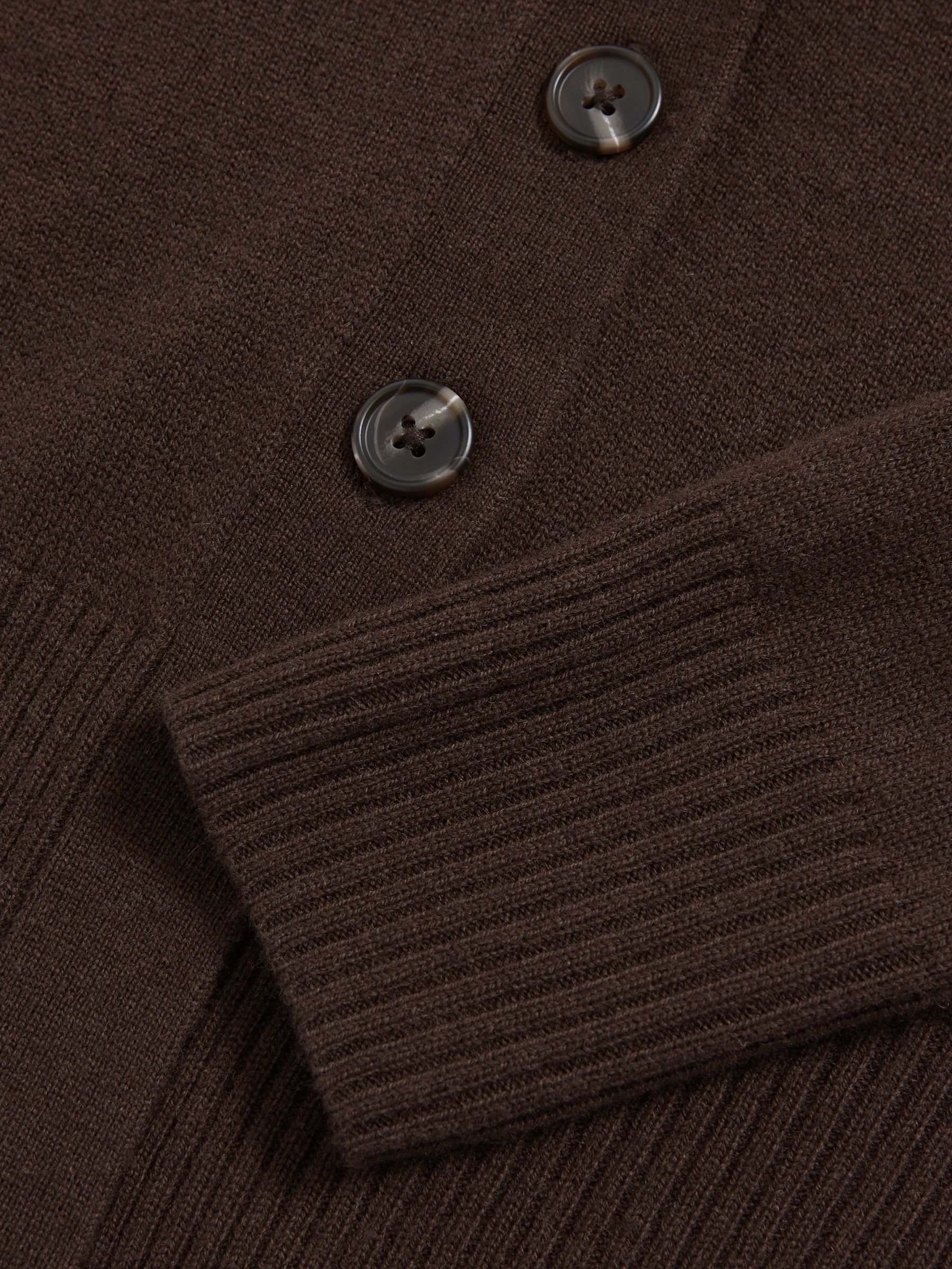 9-13 yrs Wool-Blend Fitted Cardigan With Cashmere in Brown - Image 4 of 4