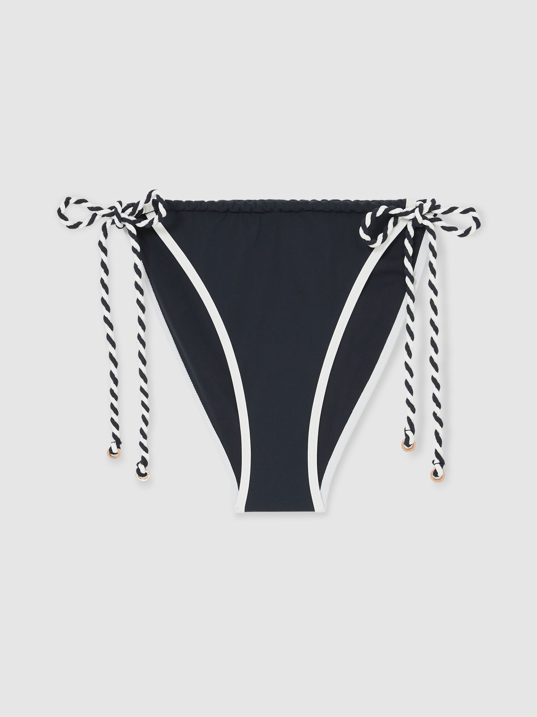 Twist-Strap Tie-Side Bikini Bottoms in Navy/White - Image 2 of 7