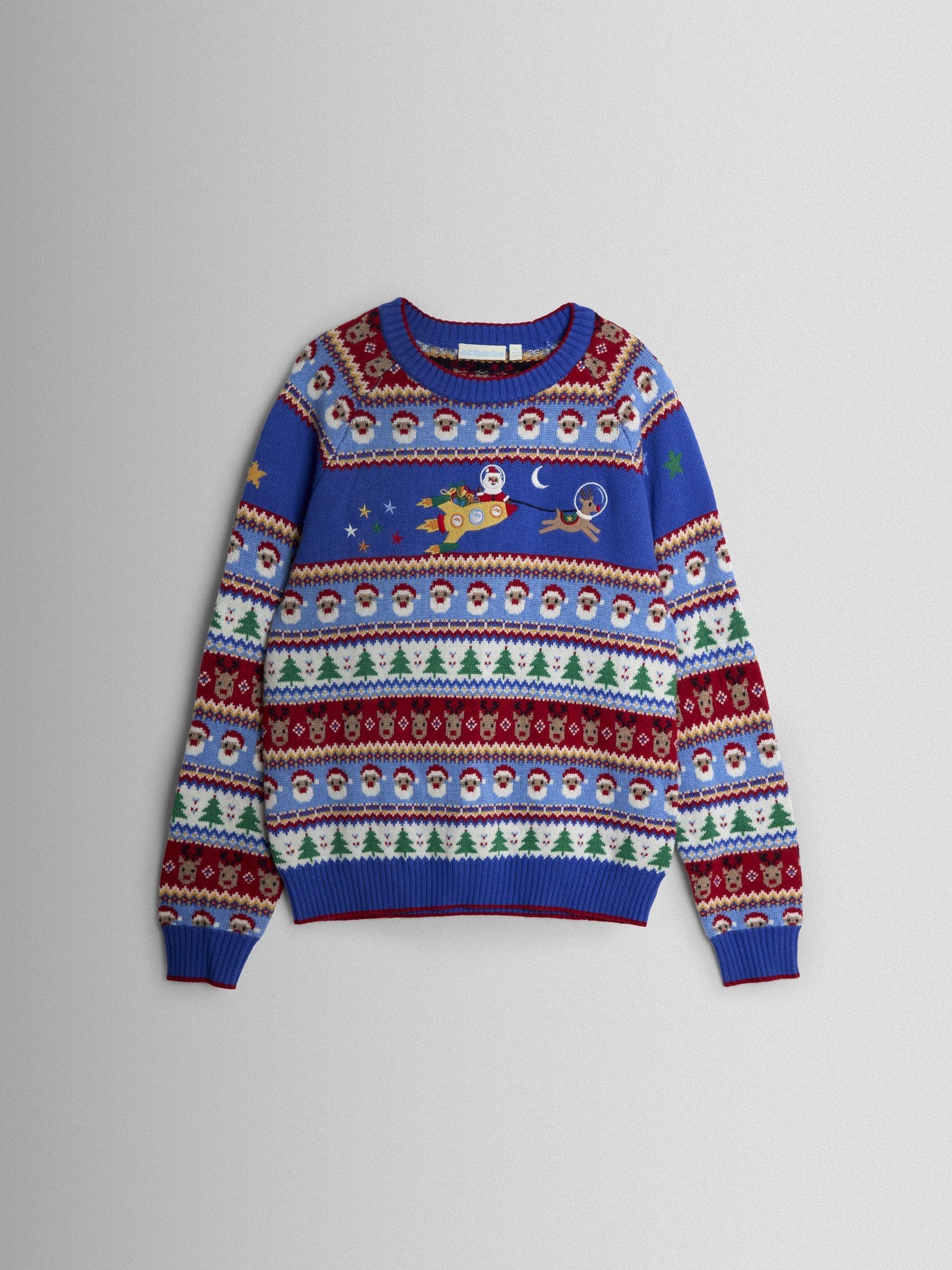 Blue Men's Santa & Rocket Fairisle Jumper - Image 1 of 3