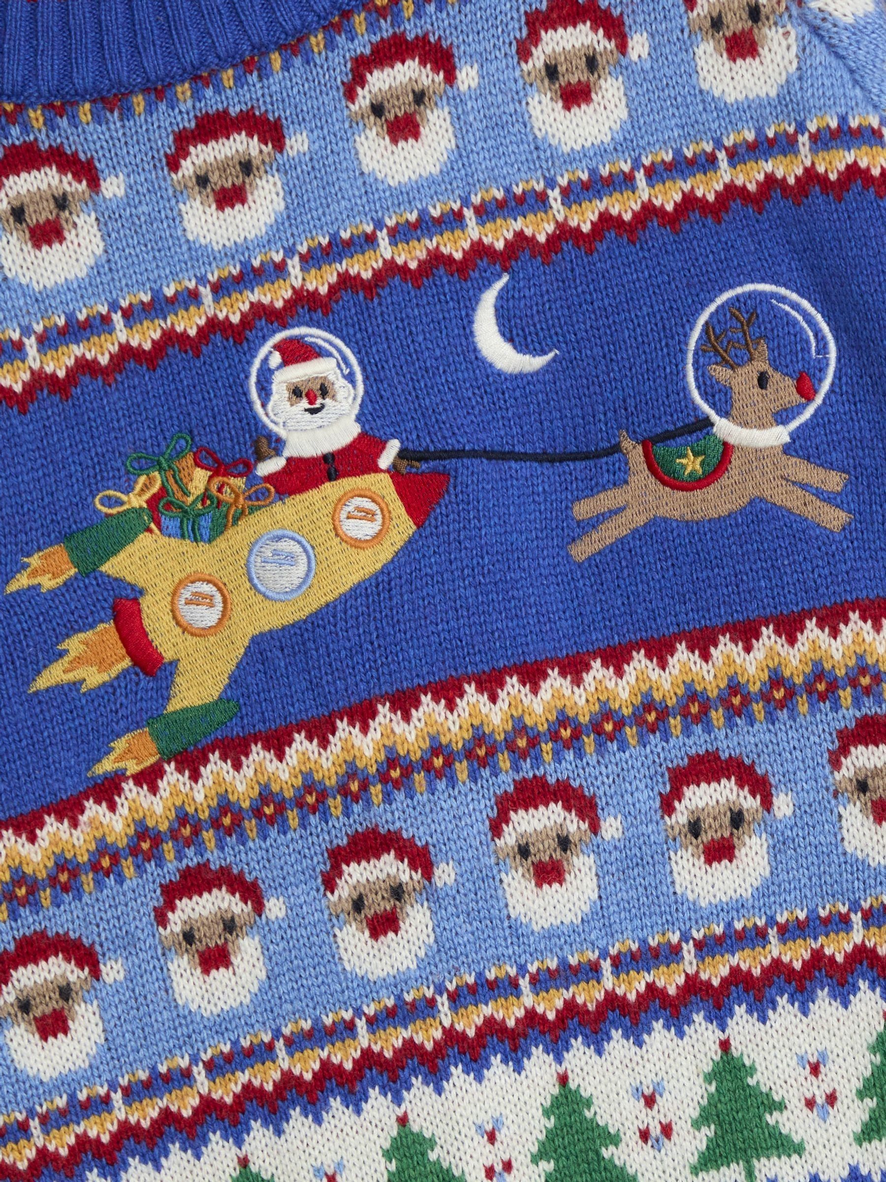 Blue Men's Santa & Rocket Fairisle Jumper - Image 3 of 3