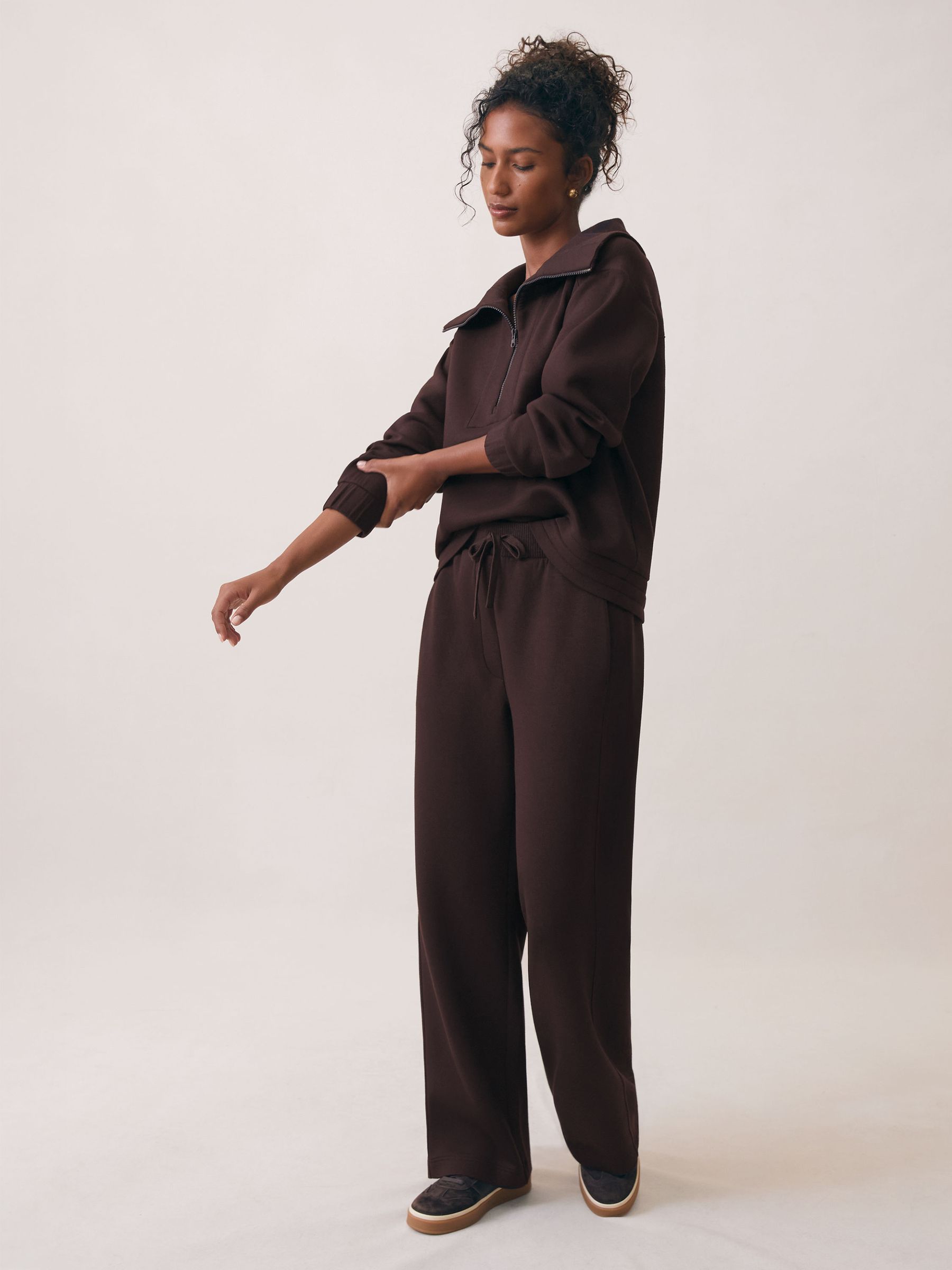 Premium Interlock Wide-Leg Joggers in Plum - image 3