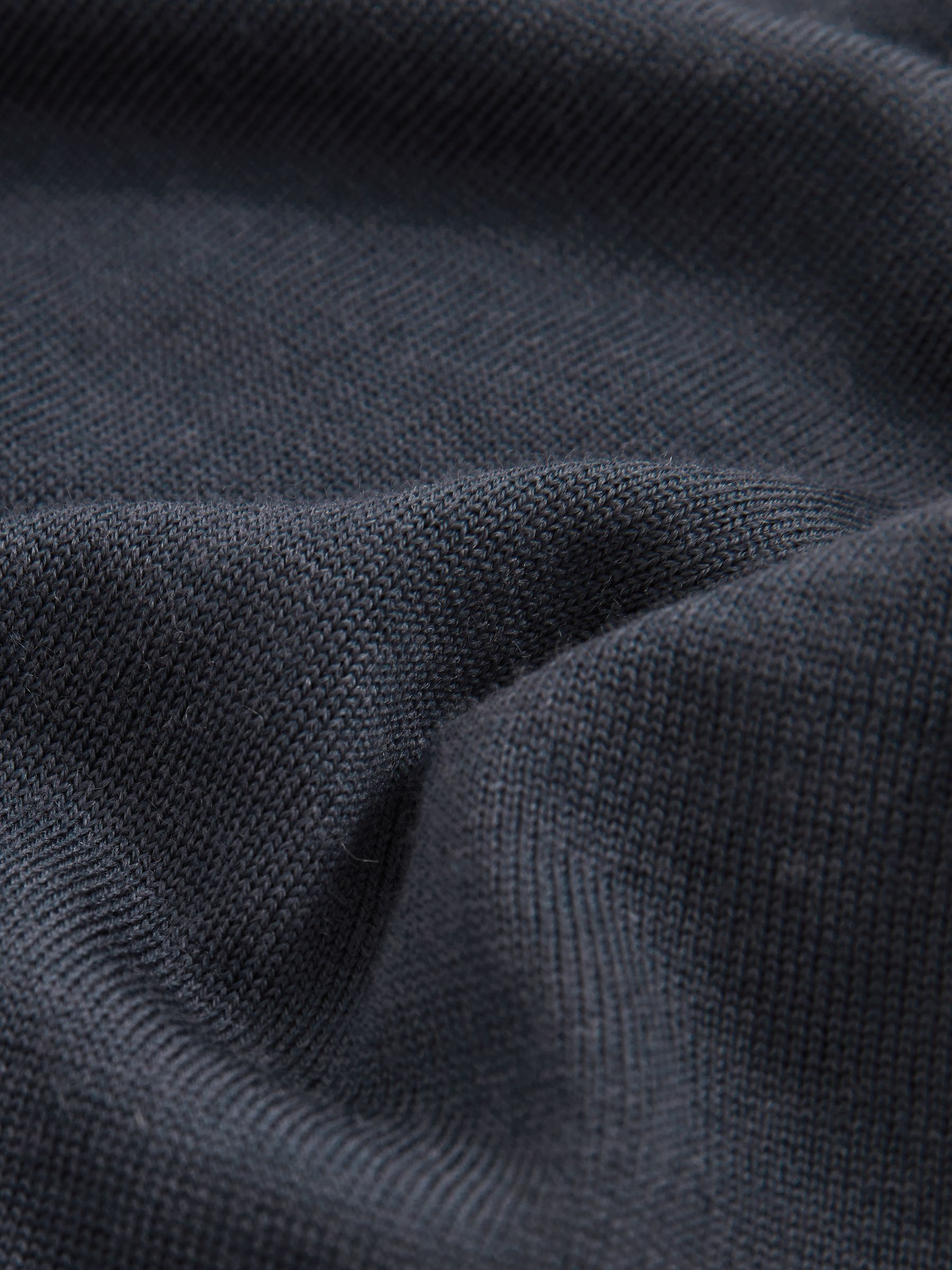 Merino Wool Open-Collar Polo Shirt in Midnight Navy - Image 5 of 5