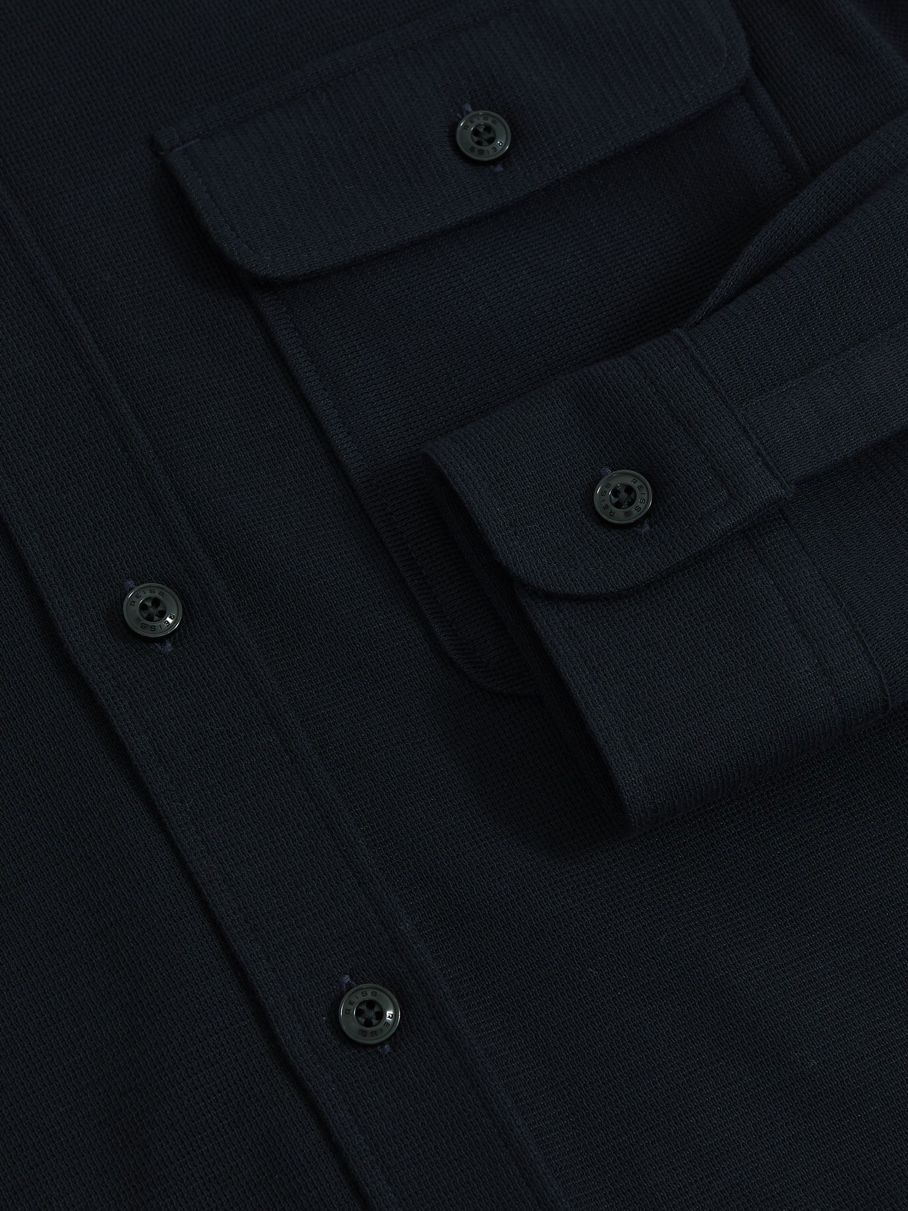 Textured Twin Pocket Cotton Blend Overshirt in Navy - Image 7 of 7