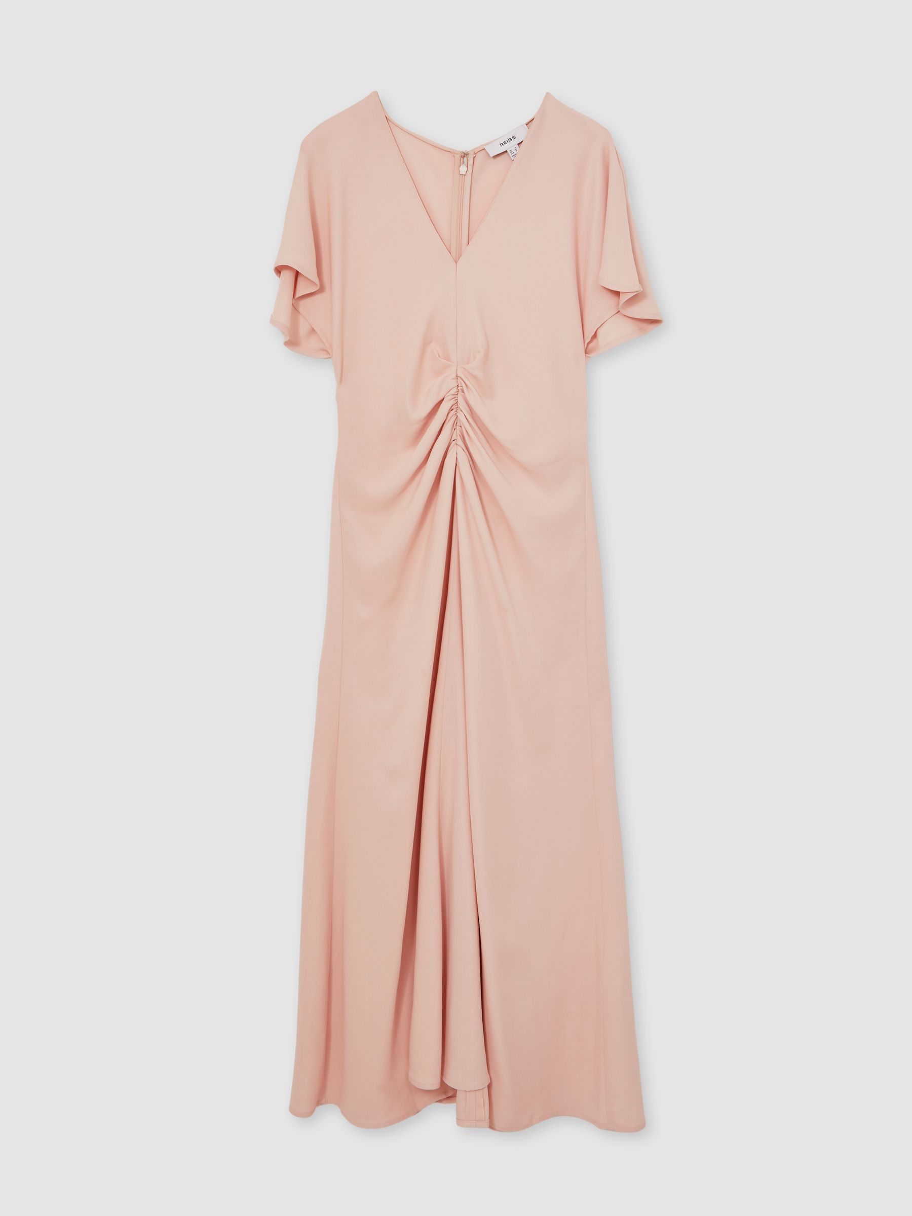 Ruched-Front Midi Dress in Pale Pink - Image 2 of 6