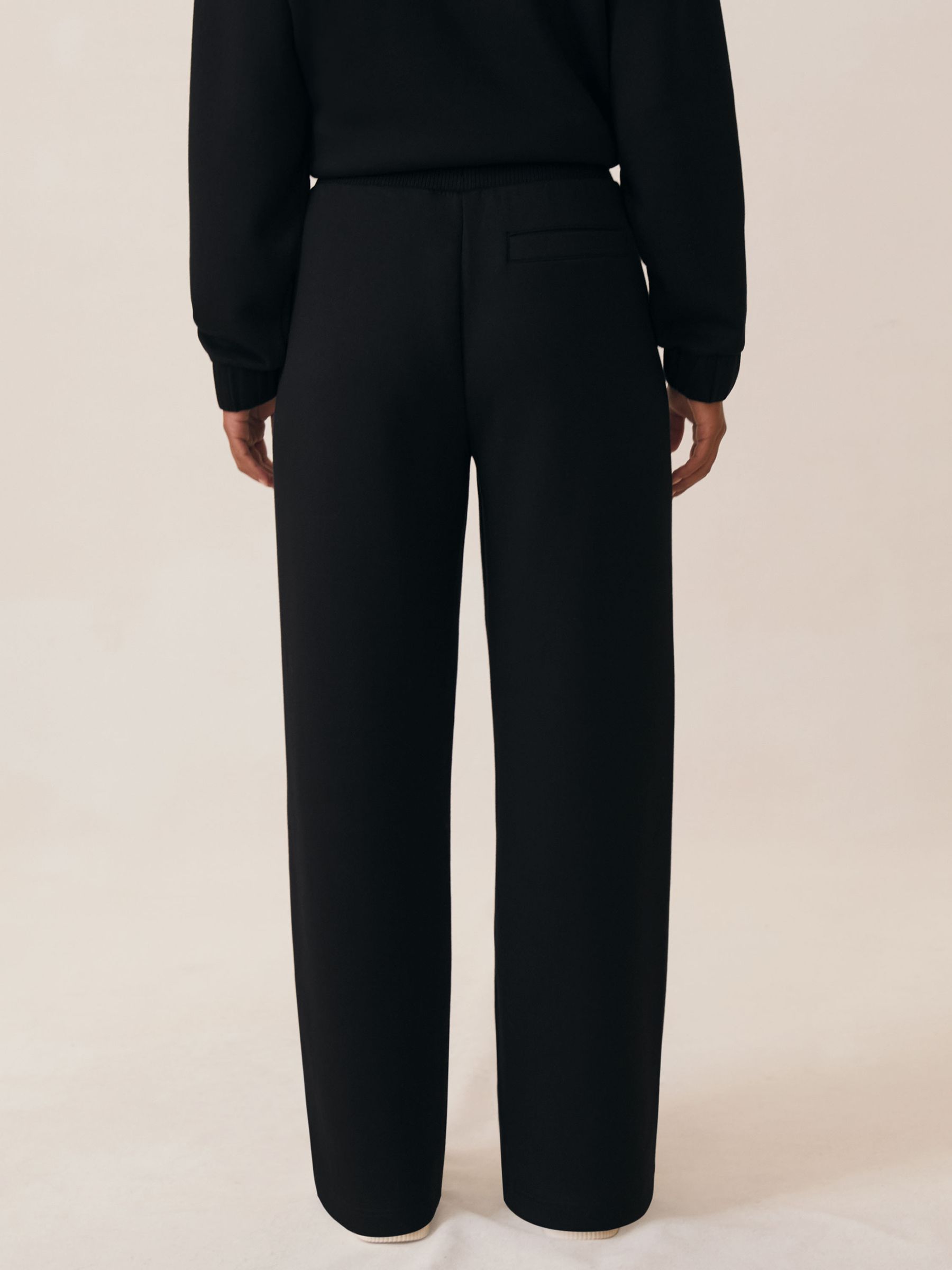 Petite Premium Interlock Wide-Leg Joggers in Black - image 5
