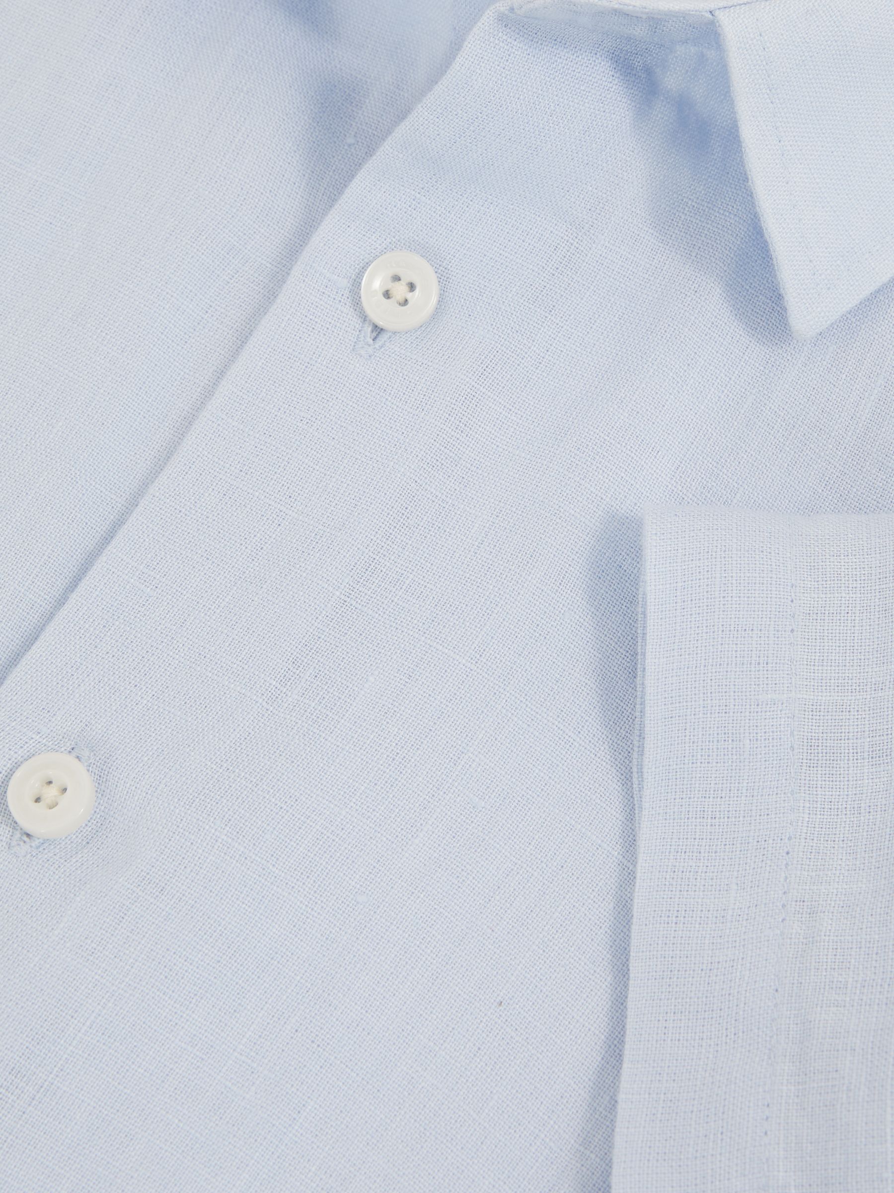 9-13 yrs Linen Short-Sleeve Shirt in Pale Blue - Image 4 of 4