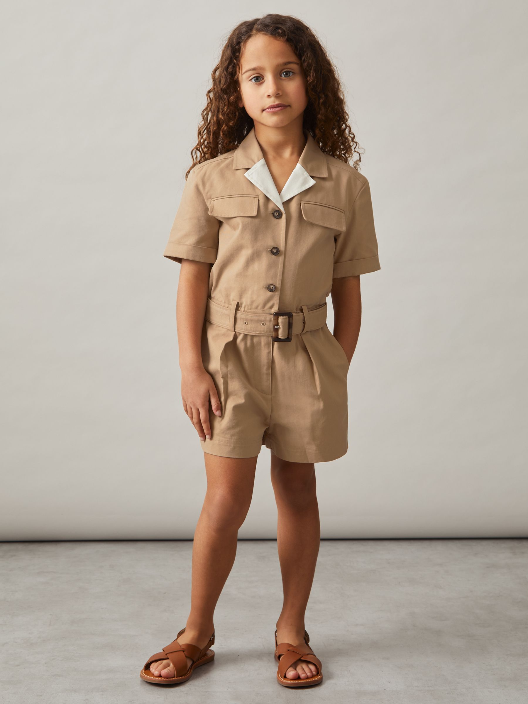 Reiss Victoria Khaki Ruched Jersey Open-Collar Mini Dress