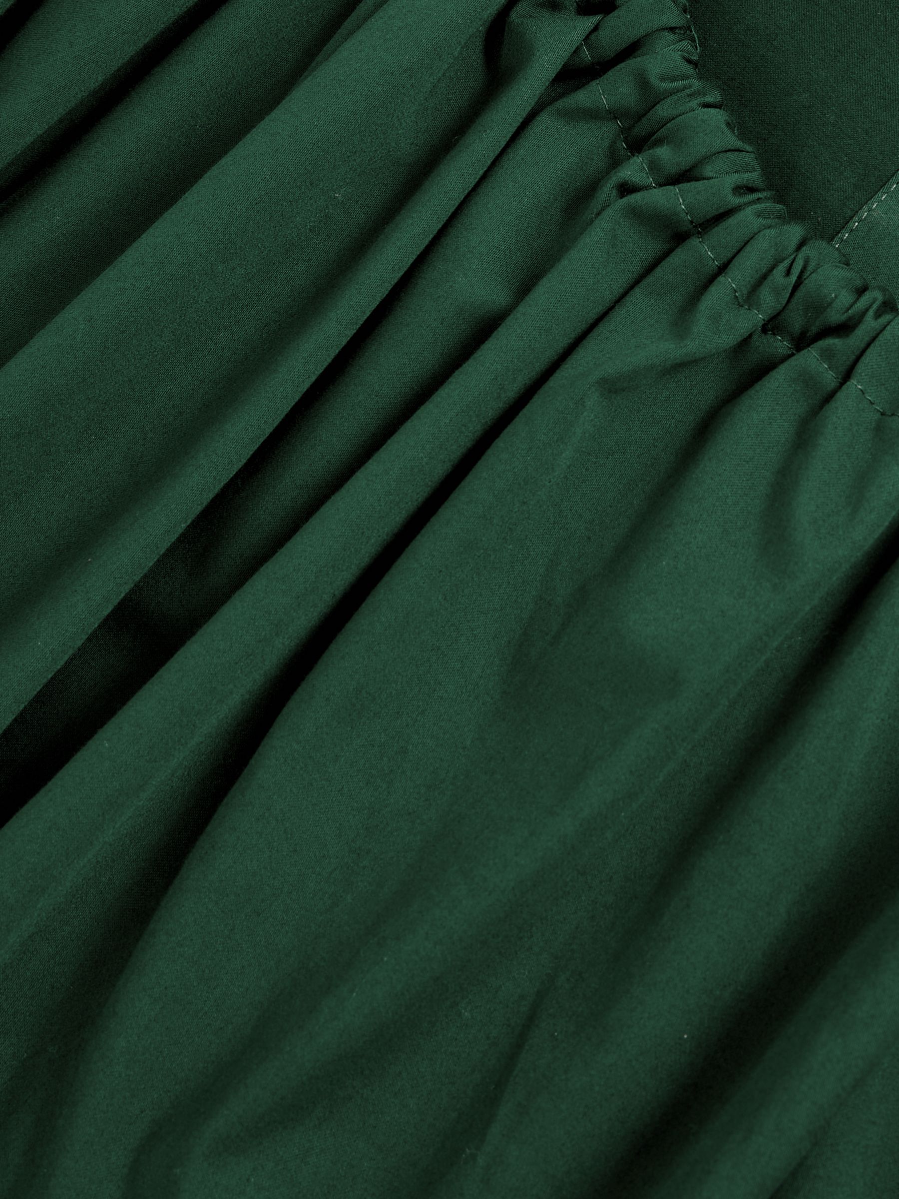 Cotton Gathered Cut-Out Shirt Dress with Stretch in Green - Image 6 of 6
