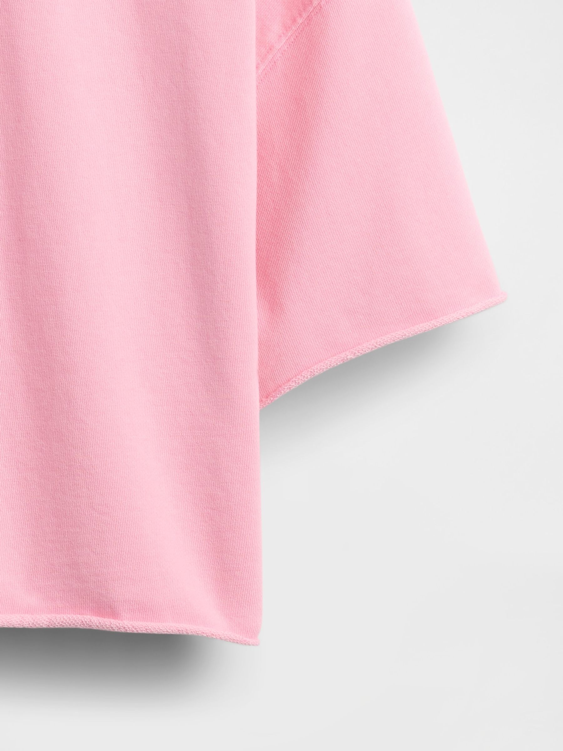 Pink French Terry Cropped Rolled Hem Sweatshirt - Image 5 of 5