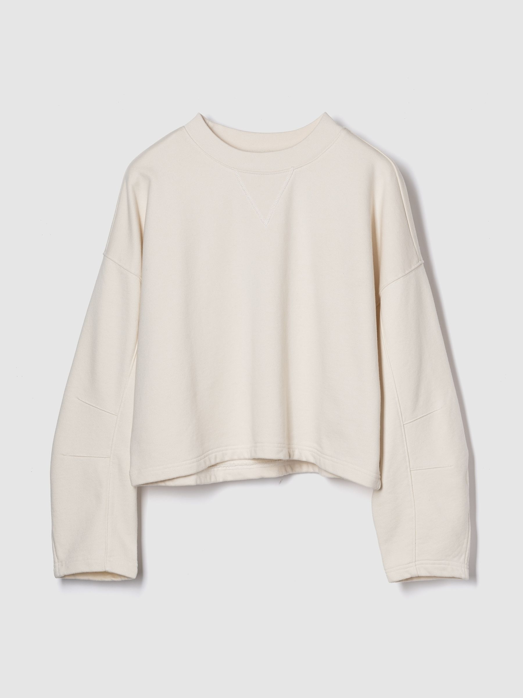 Beige Heavyweight French Terry Barrel-Sleeve Sweatshirt - Image 1 of 2