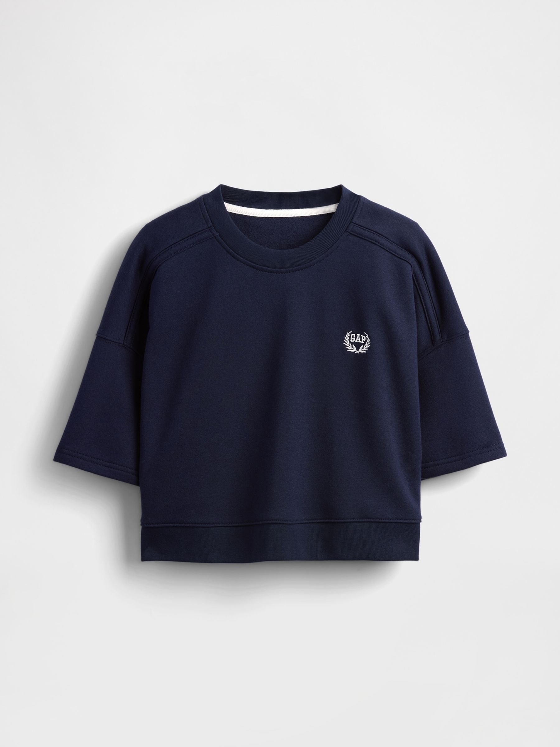 Navy/Blue VintageSoft Cropped Elbow-Sleeve Sweatshirt - Image 3 of 3