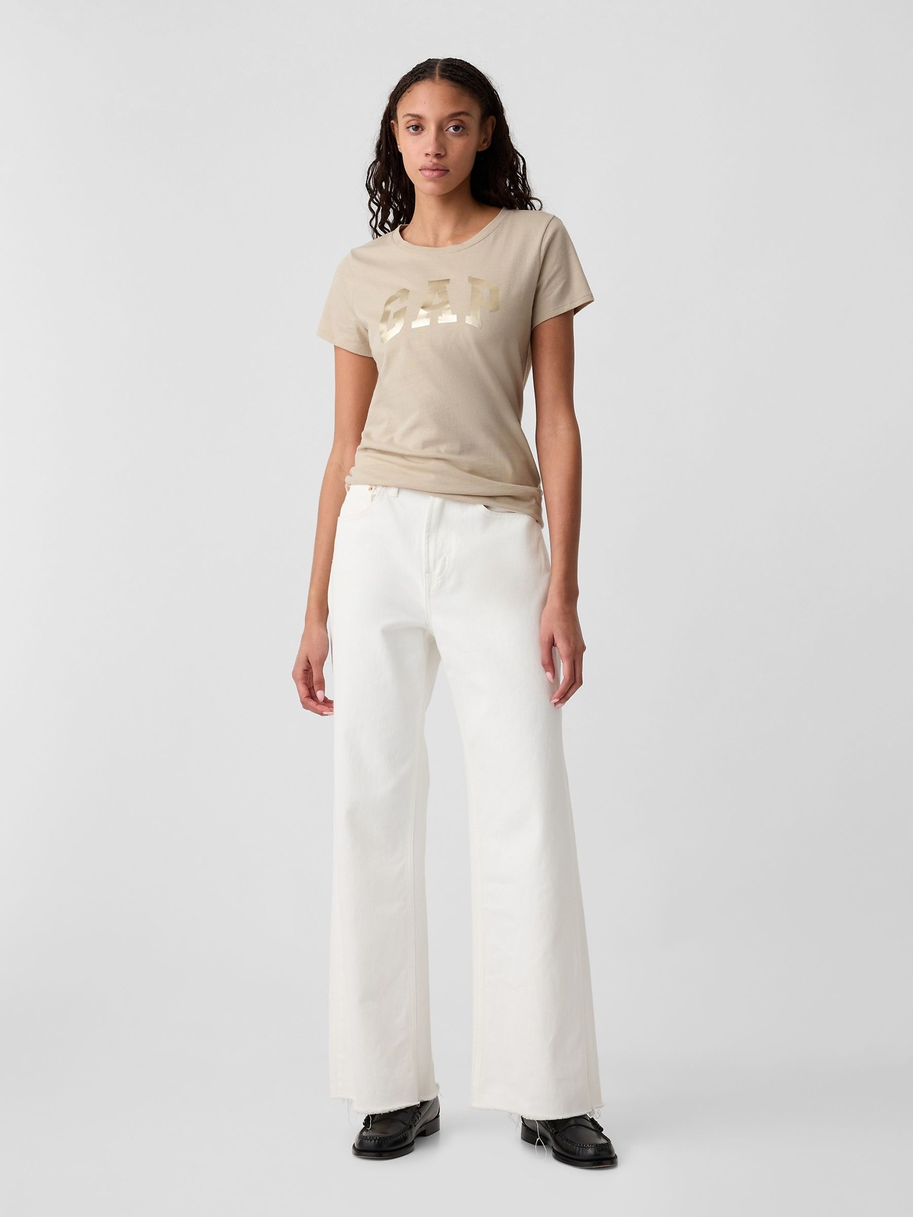 Beige Logo Short Sleeve Crew Neck T-Shirt - Image 3 of 4