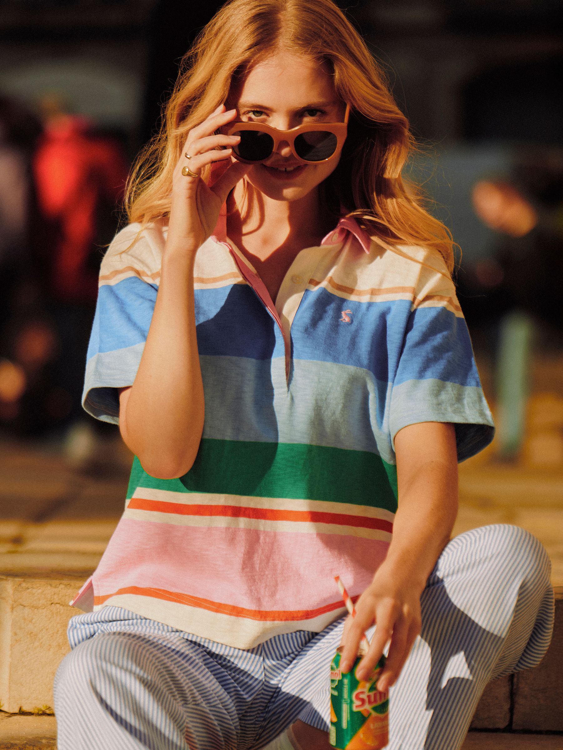 Multi Stripe Short Sleeve Cotton Rugby Shirt - Image 1 of 11 Multi Stripe Short Sleeve Cotton Rugby Shirt - Image 1 of 11