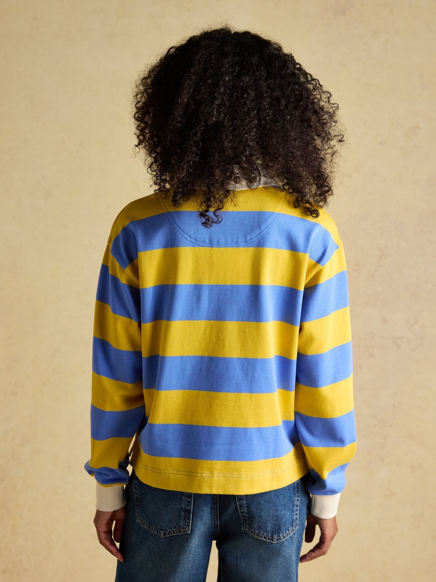 Lara Yellow and Blue Stripe Boxy Fit Rugby Shirt - Image 2 of 10