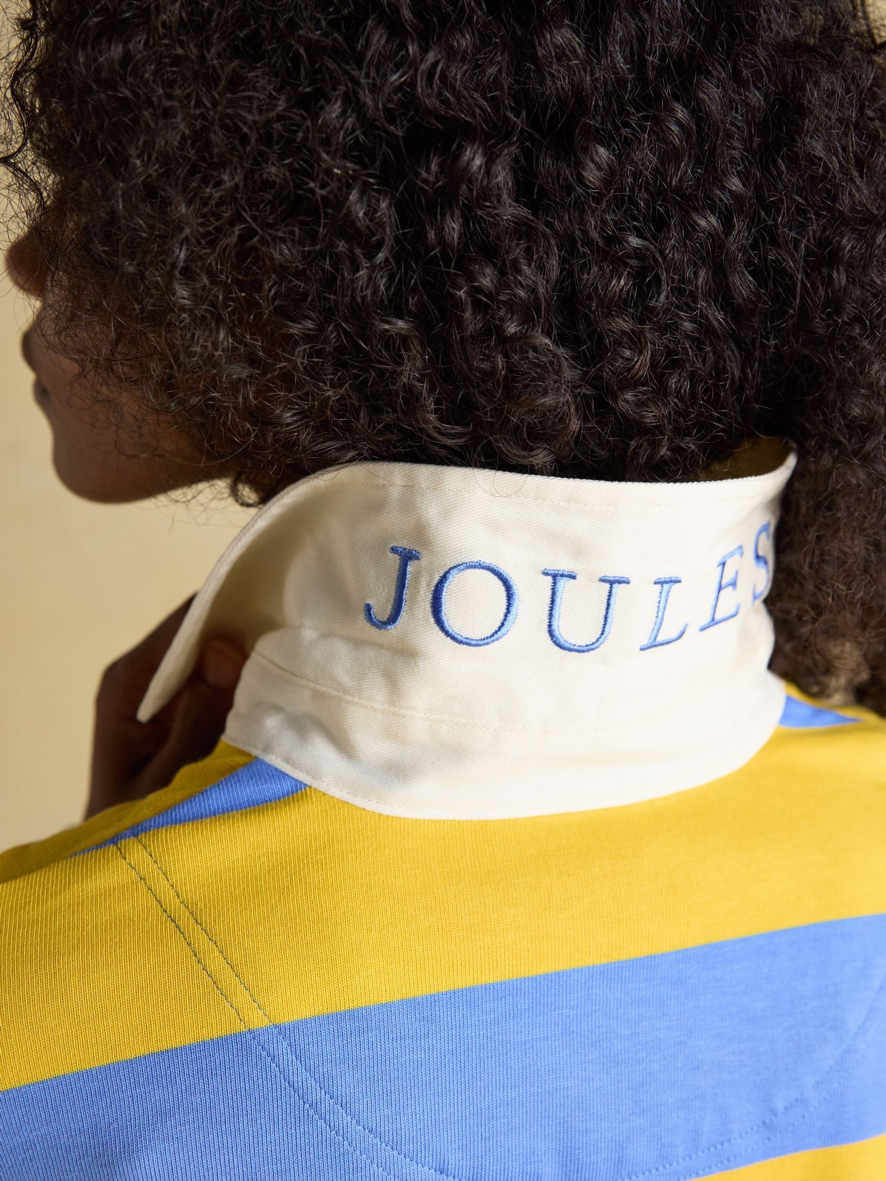 Lara Yellow and Blue Stripe Boxy Fit Rugby Shirt - Image 7 of 10