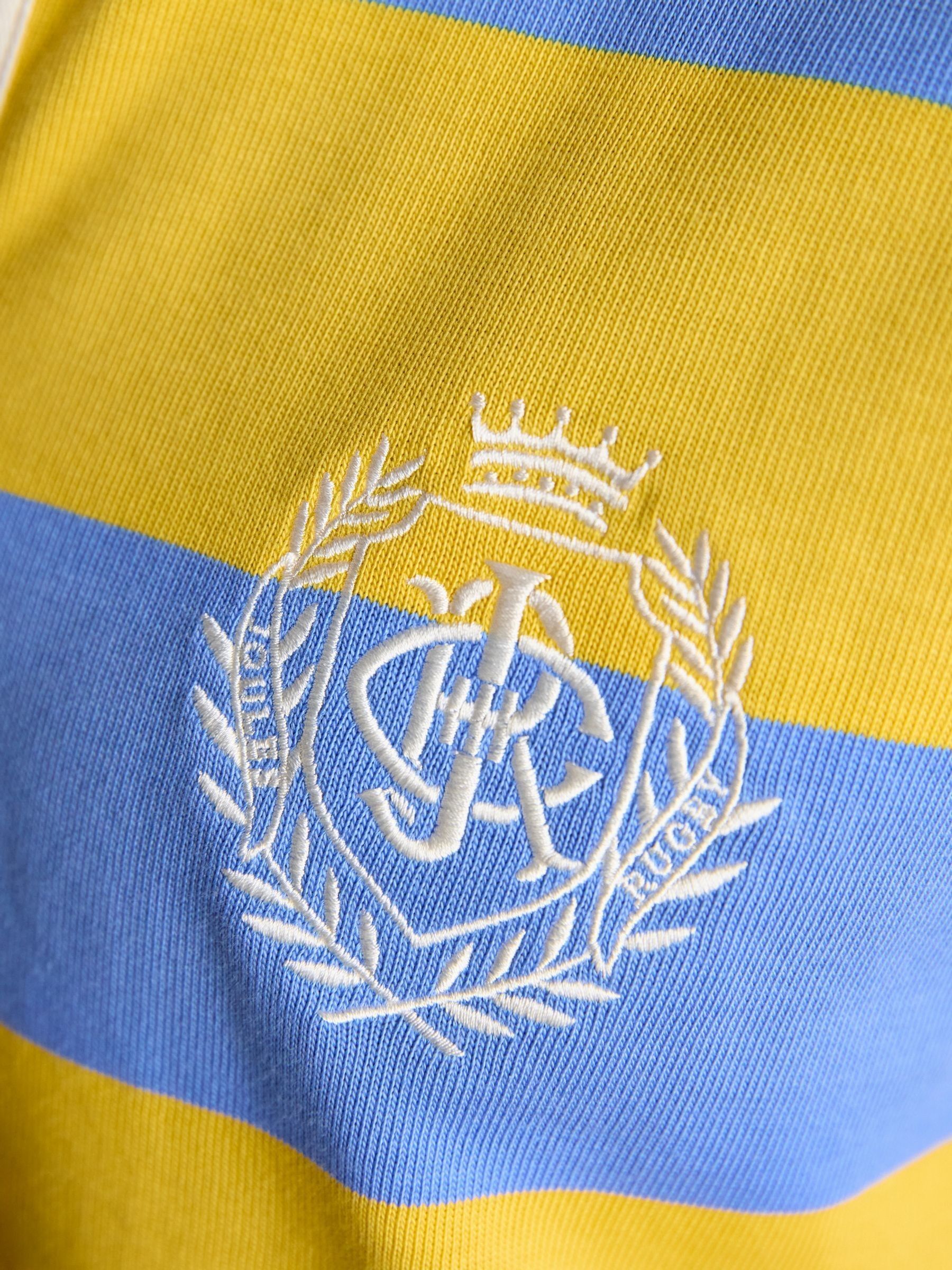Lara Yellow and Blue Stripe Boxy Fit Rugby Shirt - Image 9 of 10