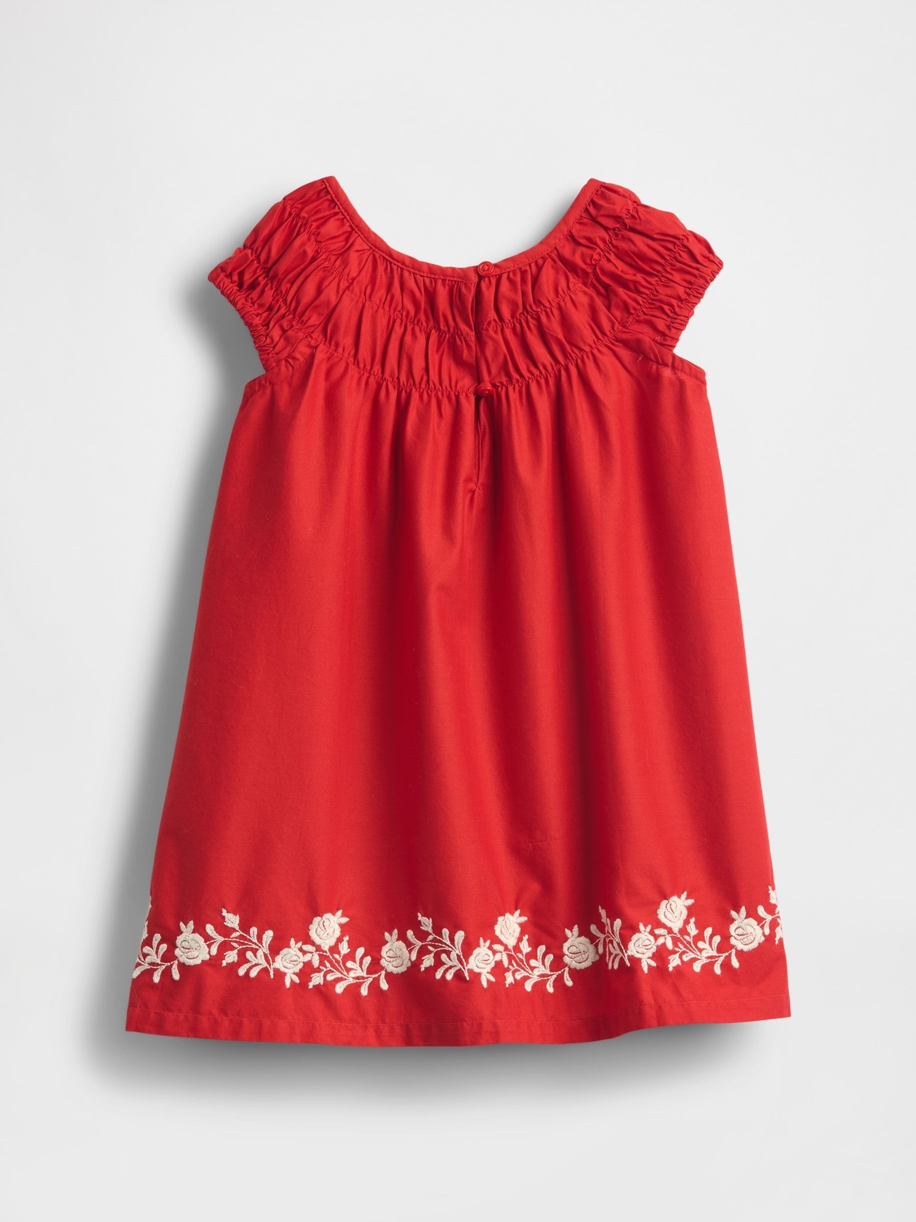 Red Smocked Puff-Sleeve Dress (6mths-5yrs) - Image 3 of 4