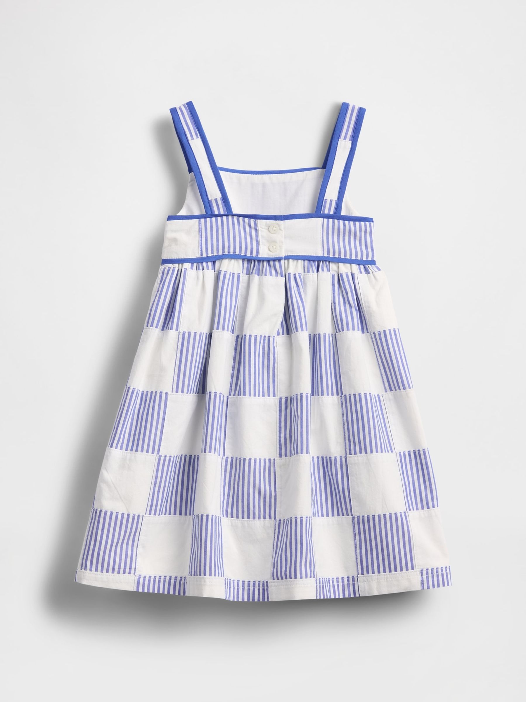 Blue Sleeveless Poplin Patchwork Dress (6mths-5yrs) - Image 3 of 4