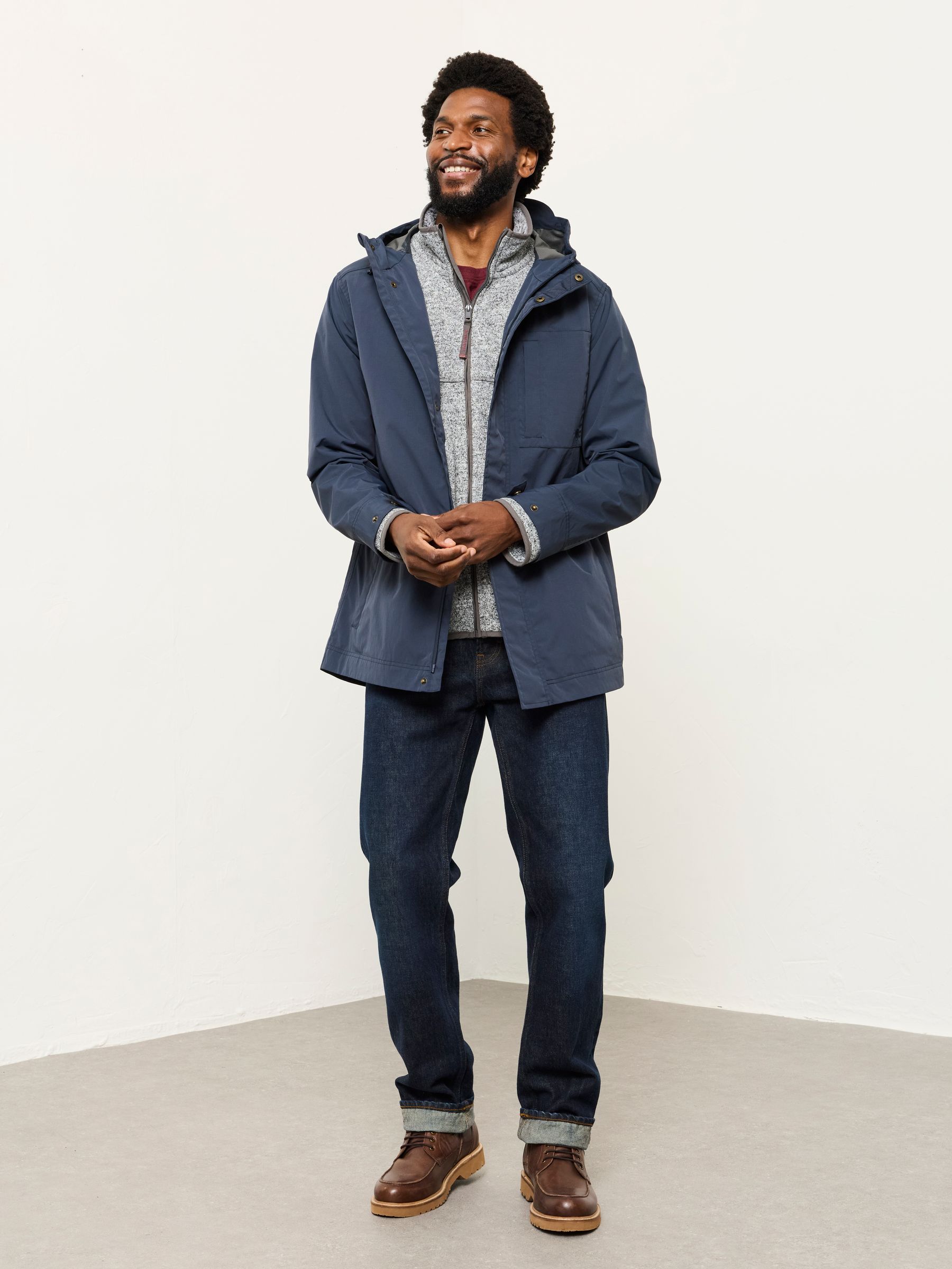 Navy Blue Waterproof Lightweight Jacket | FatFace