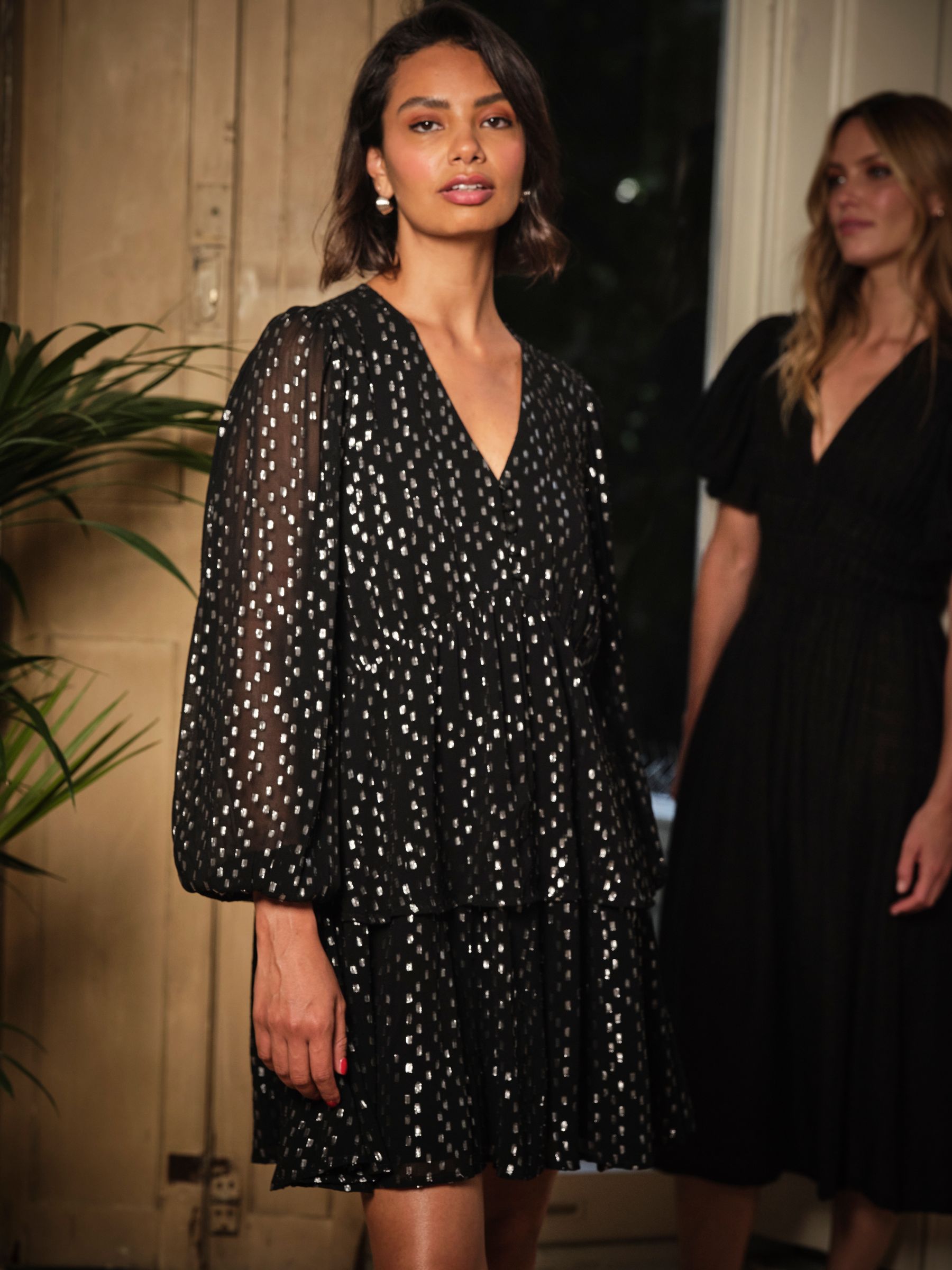 Lenny Black Petite Metallic Dress - Image 1 of 2