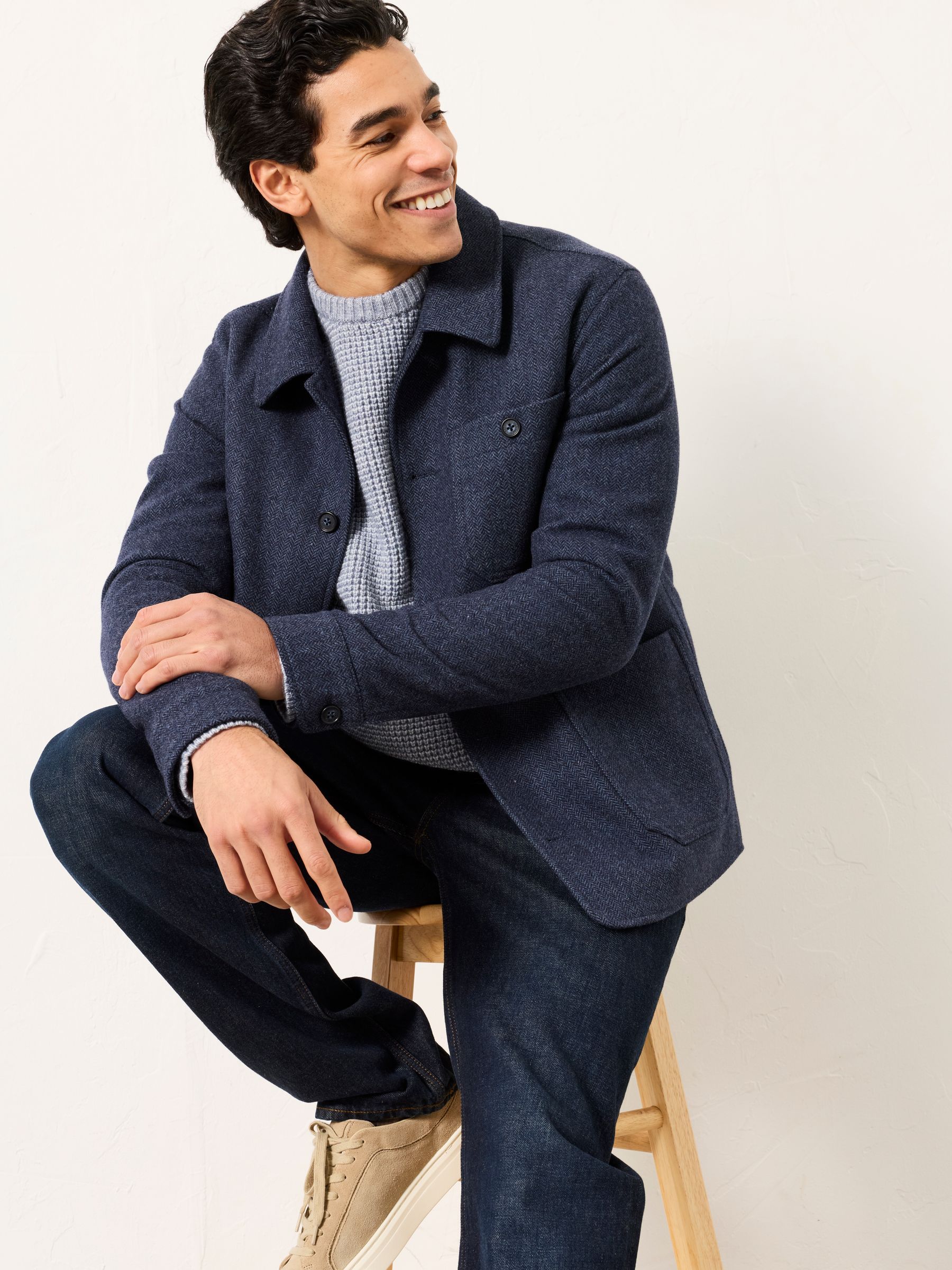 Navy Herringbone Worker Jacket - Image 5 of 7