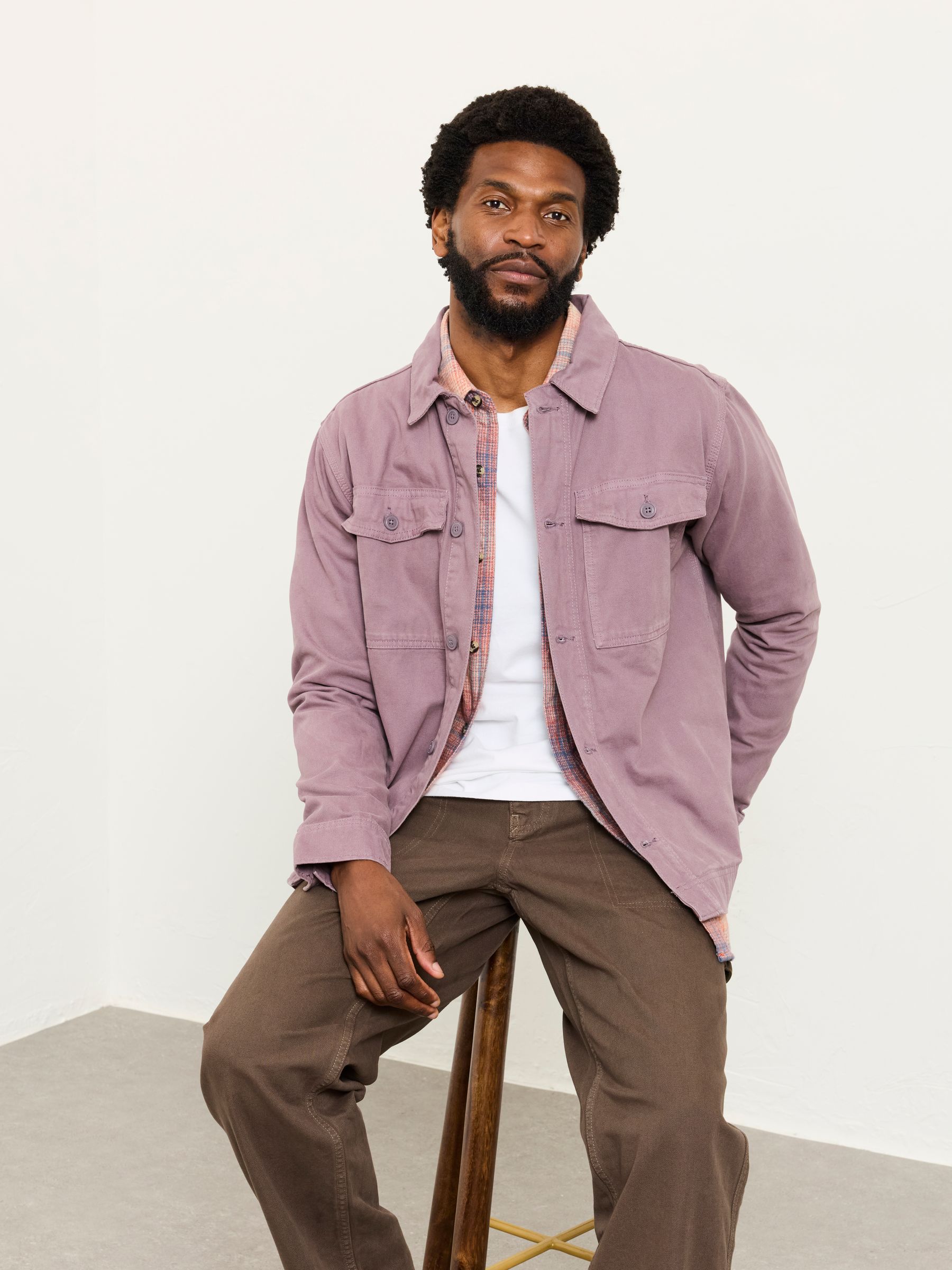 Dusky Purple Canvas Two Pocket Worker Jacket | FatFace USA