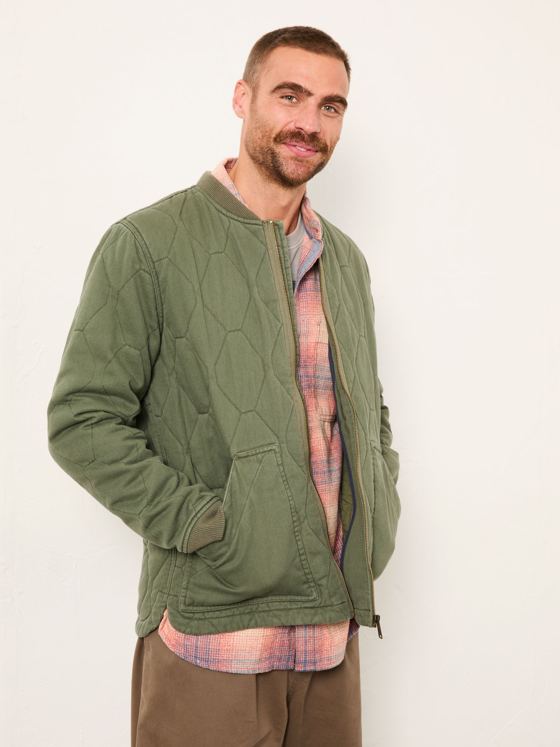 Lambourn Khaki Green Quilted Jacket | FatFace USA