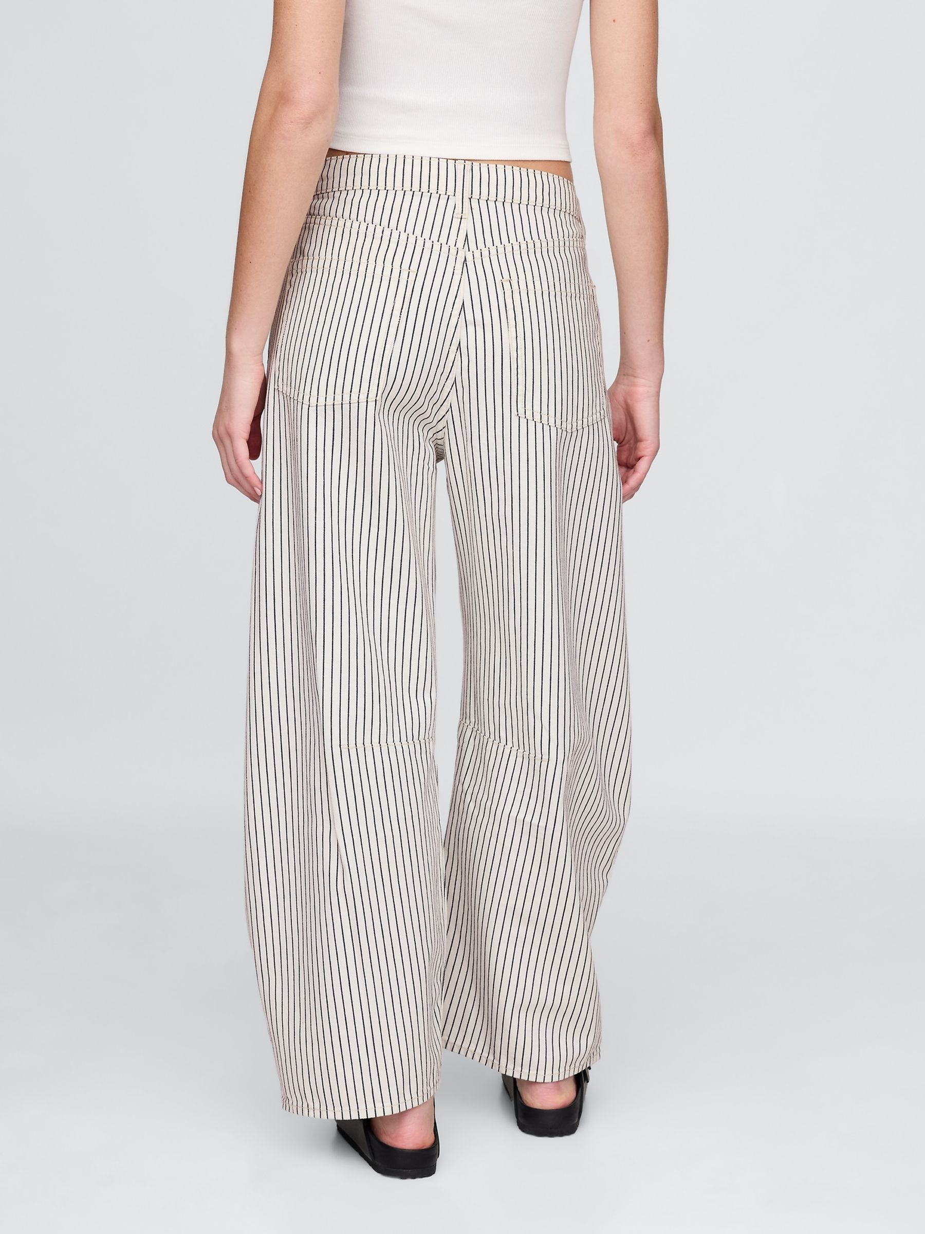 Black/White Stripe High Rise Denim Stripe Horseshoe Jeans - Image 2 of 5