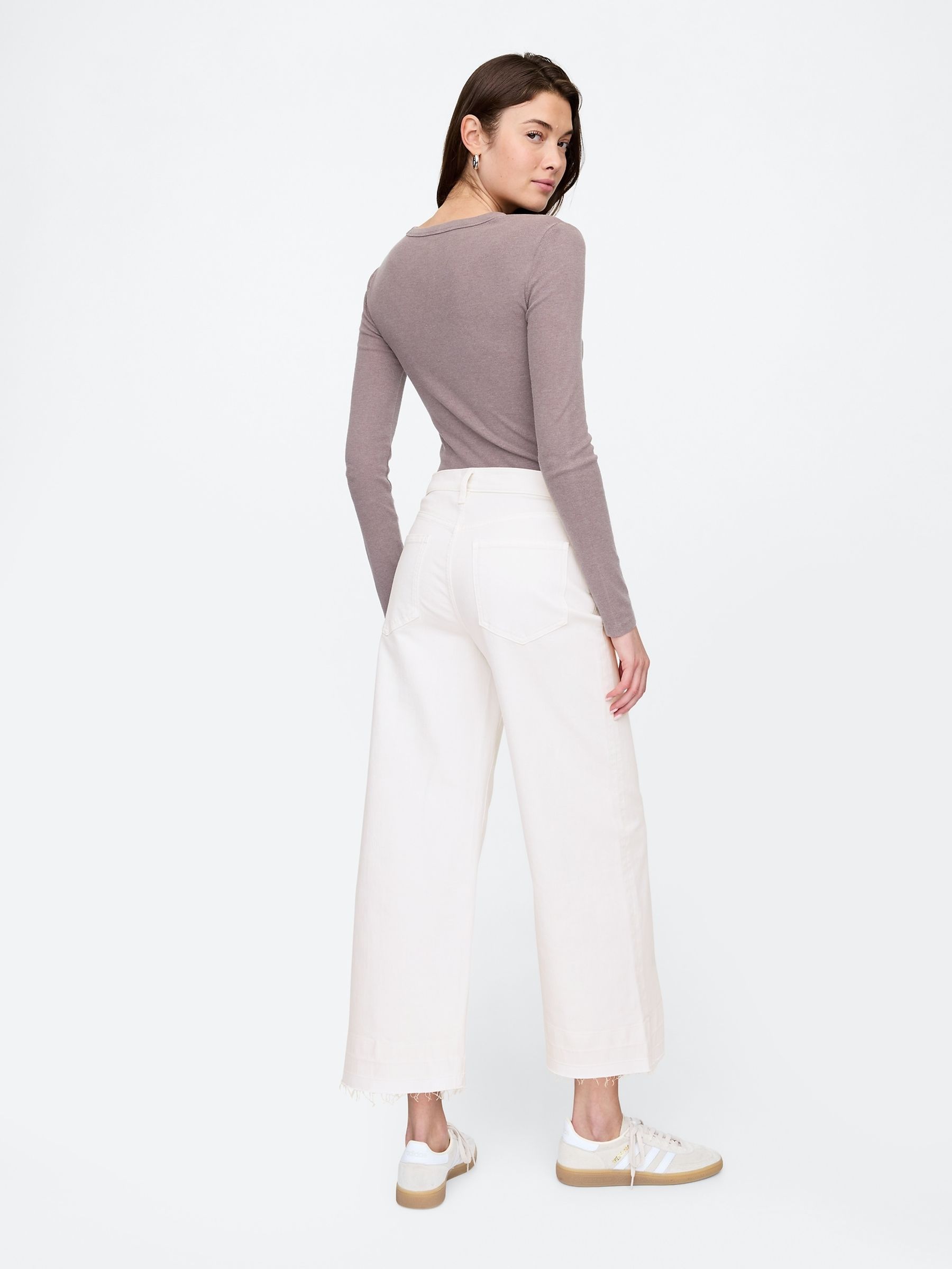 White Wide Leg Cropped Jeans - Image 2 of 6