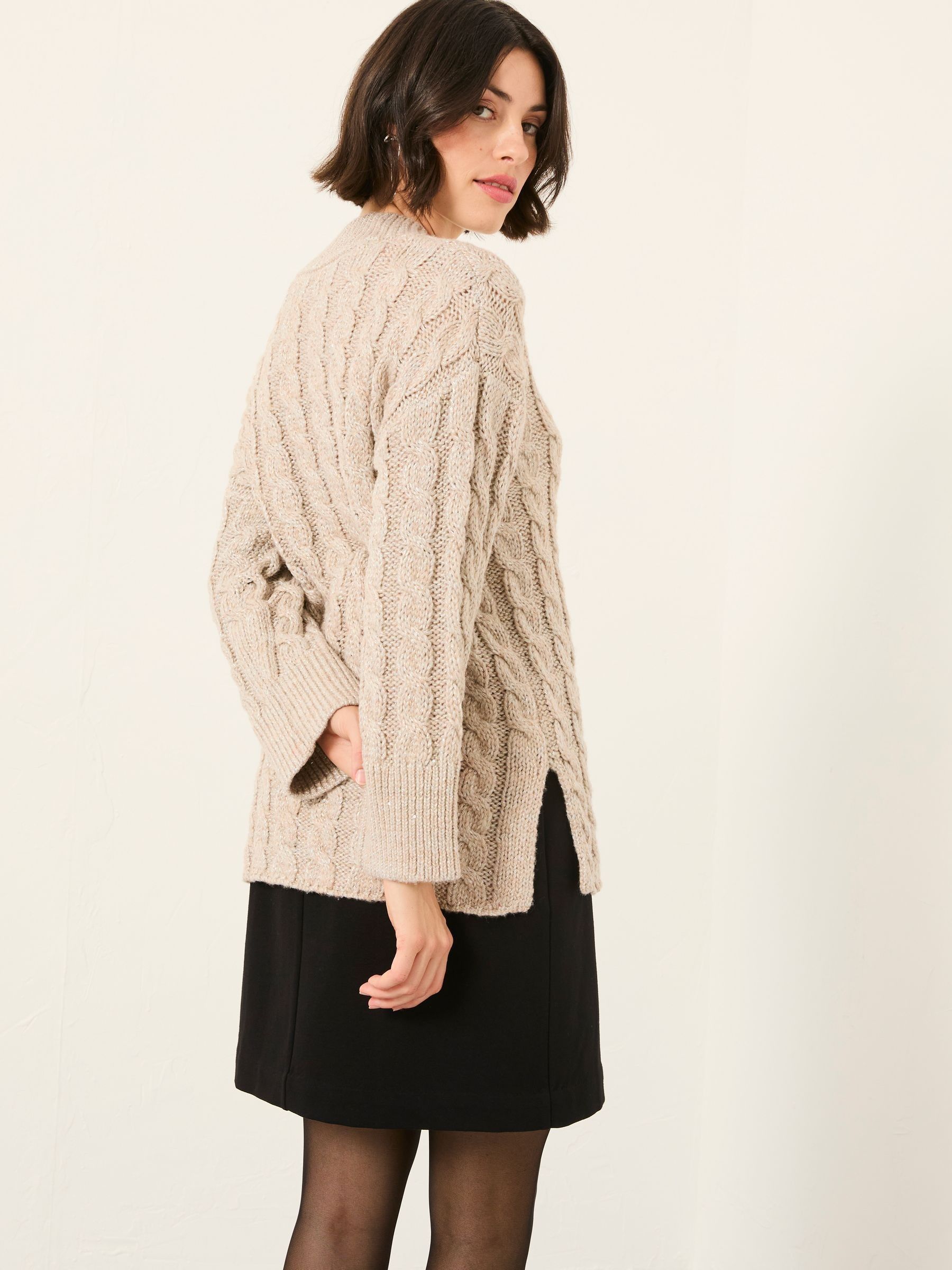 Maeve Natural Cable Knitted Sparkle Jumper - Image 2 of 6
