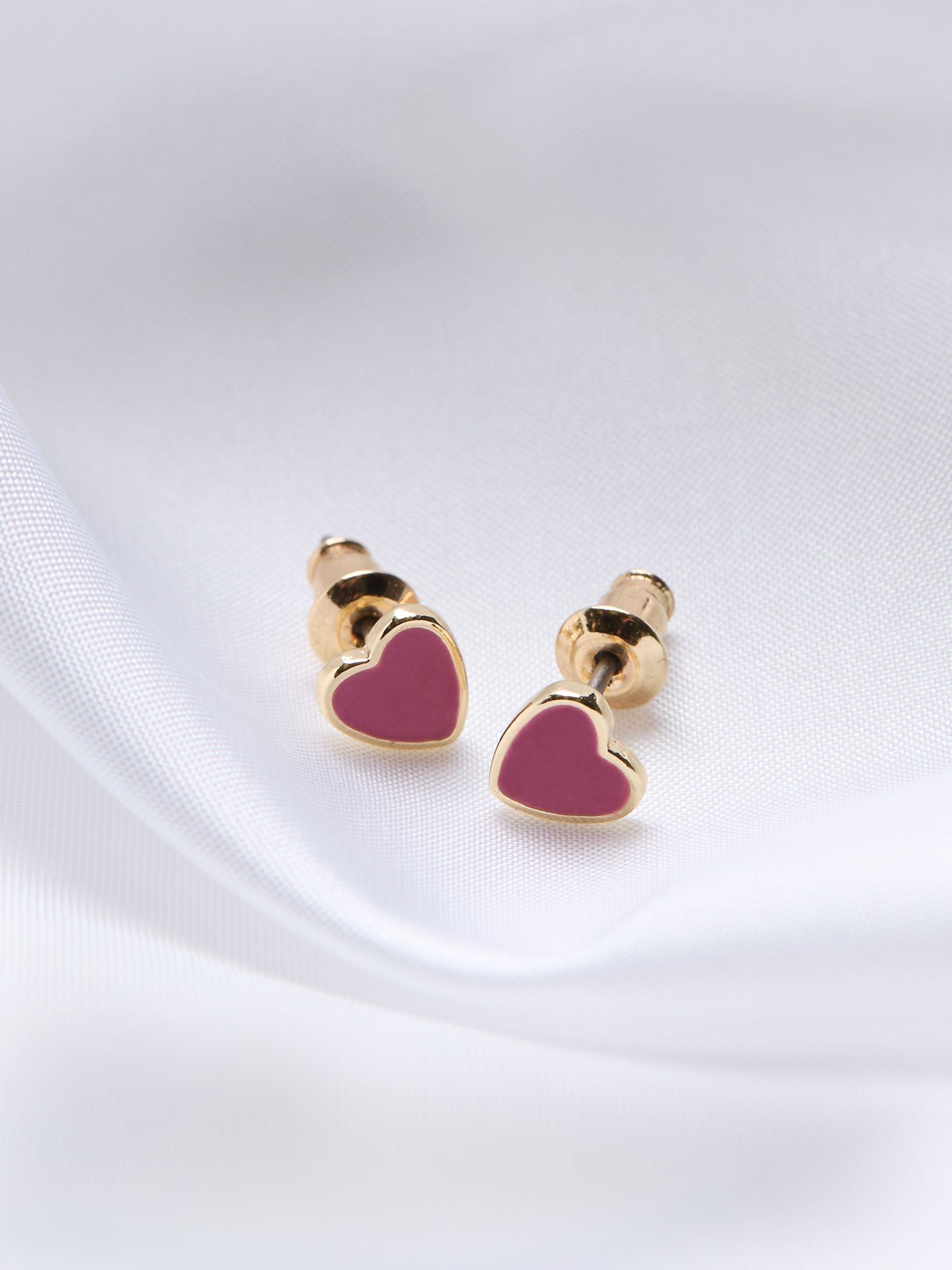 Gold Tone Heart Stud Earrings - Image 2 of 2 Gold Tone Heart Stud Earrings - Image 2 of 2