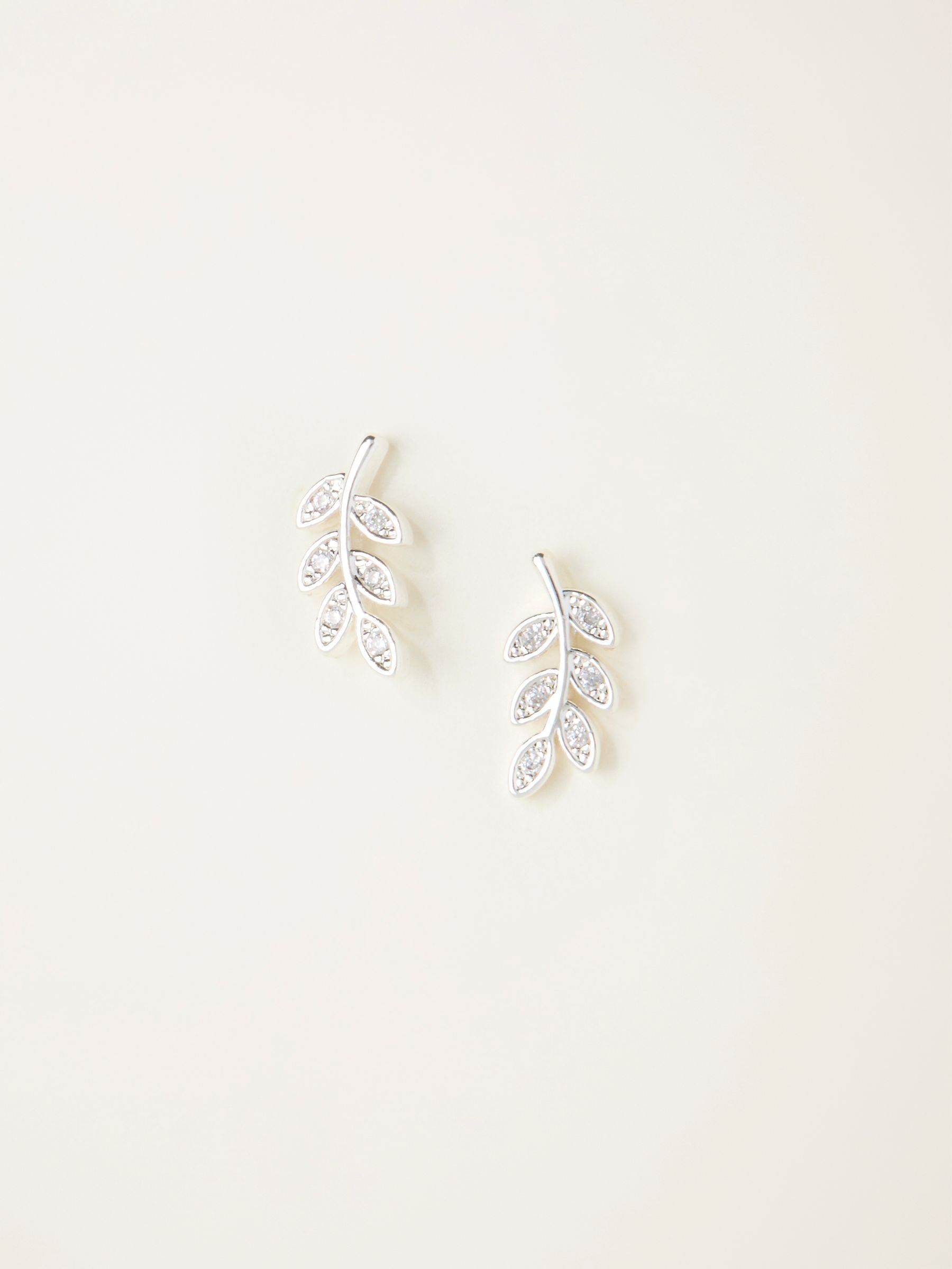 Silver Tone Leaf Stud Earrings - Image 1 of 2