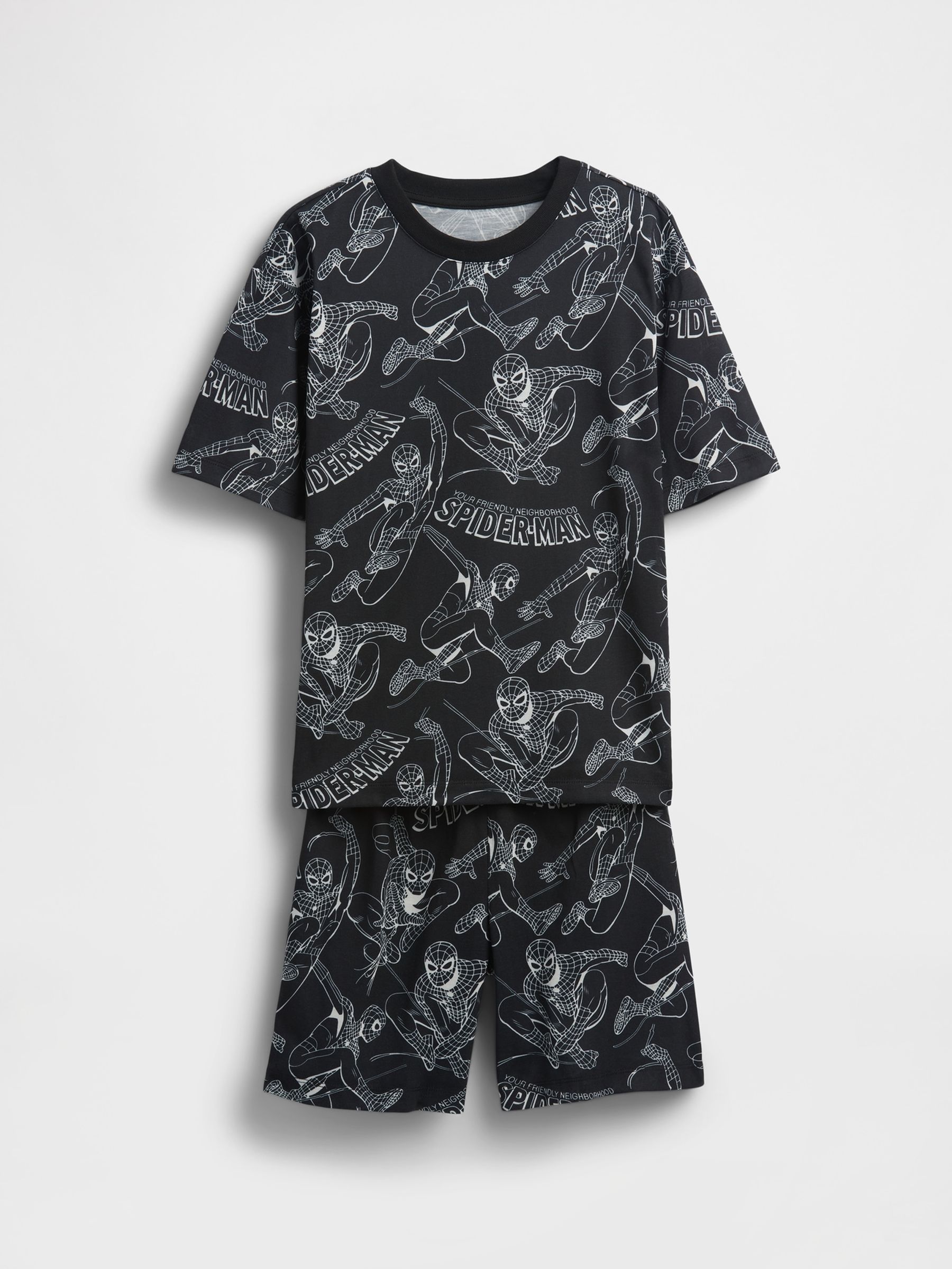 Black/White Marvel Spider-Man Short Pyjamas (6-13yrs) - Image 1 of 3