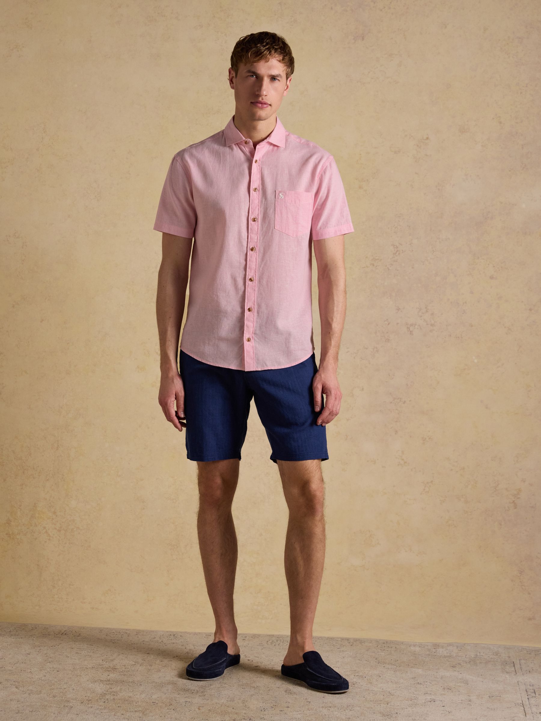 Pink Linen Blend Short Sleeve Shirt - Image 4 of 8
