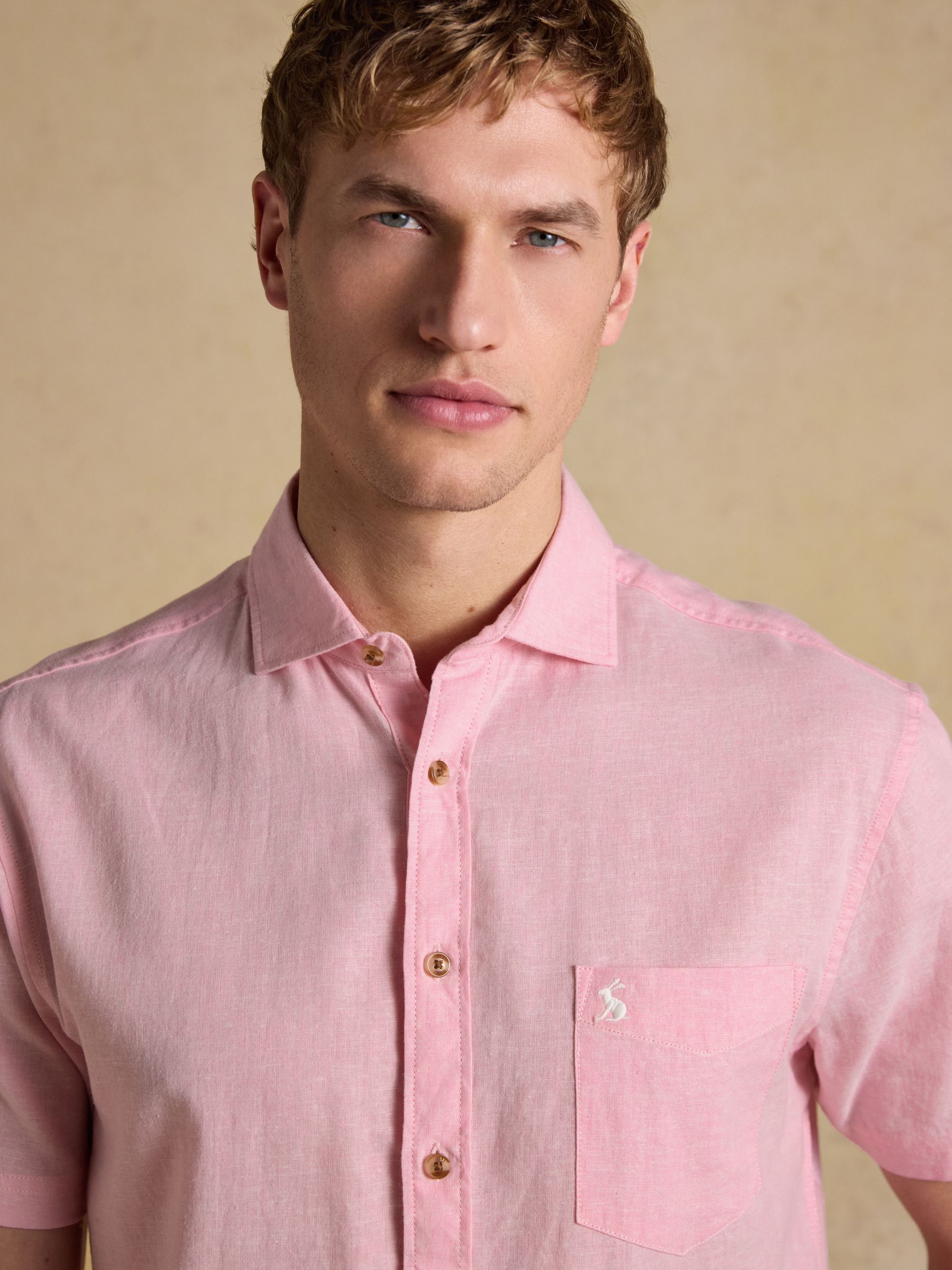 Pink Linen Blend Short Sleeve Shirt - Image 5 of 8