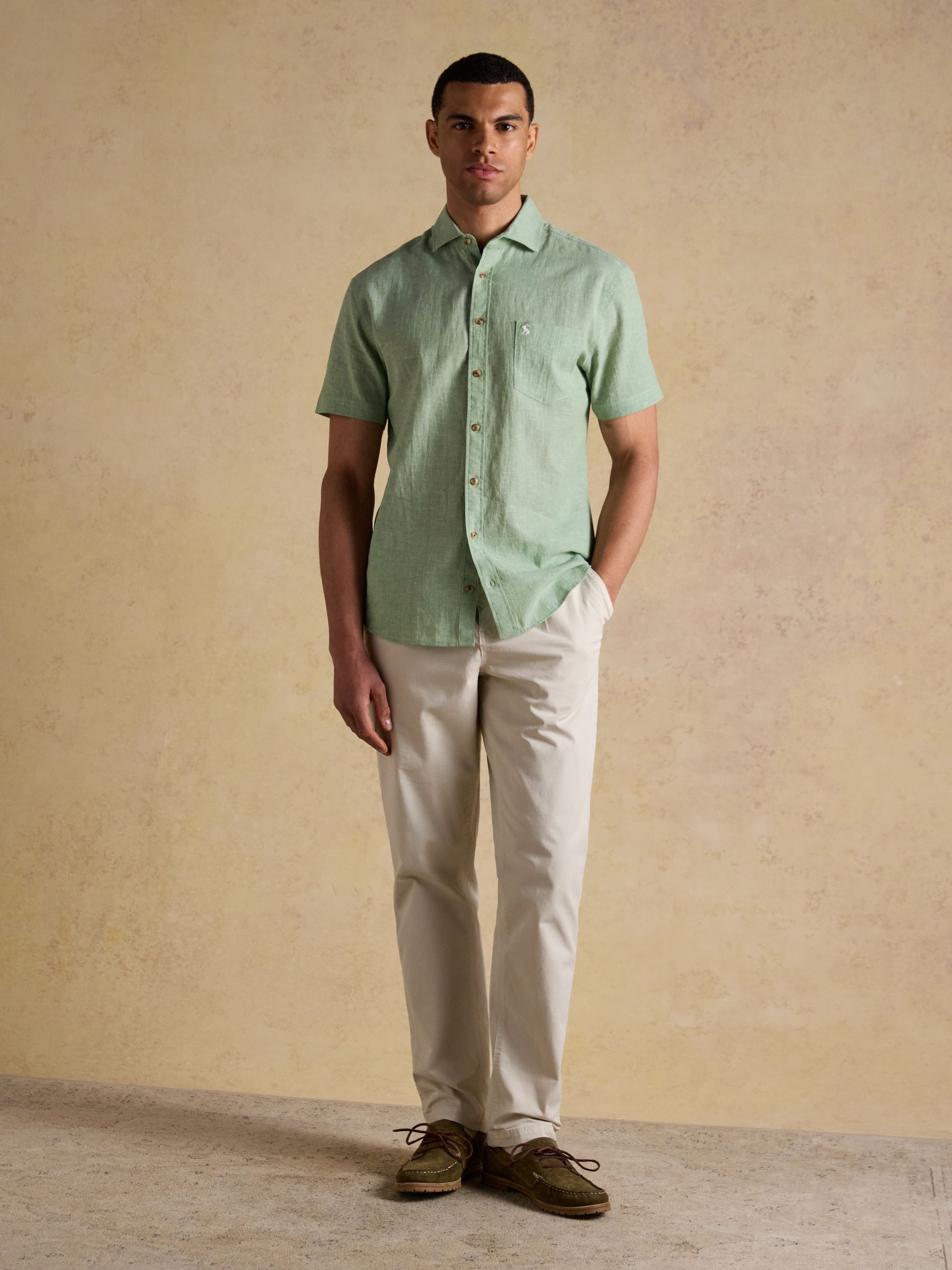 Green Linen Blend Short Sleeve Shirt - Image 4 of 8
