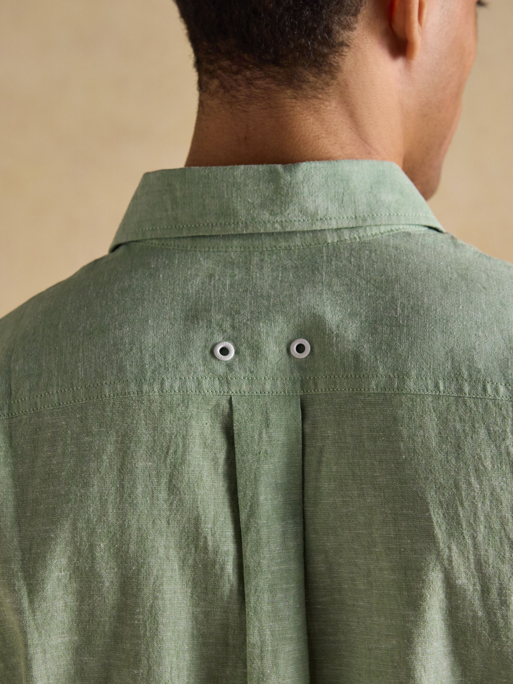 Green Linen Blend Short Sleeve Shirt - Image 7 of 8