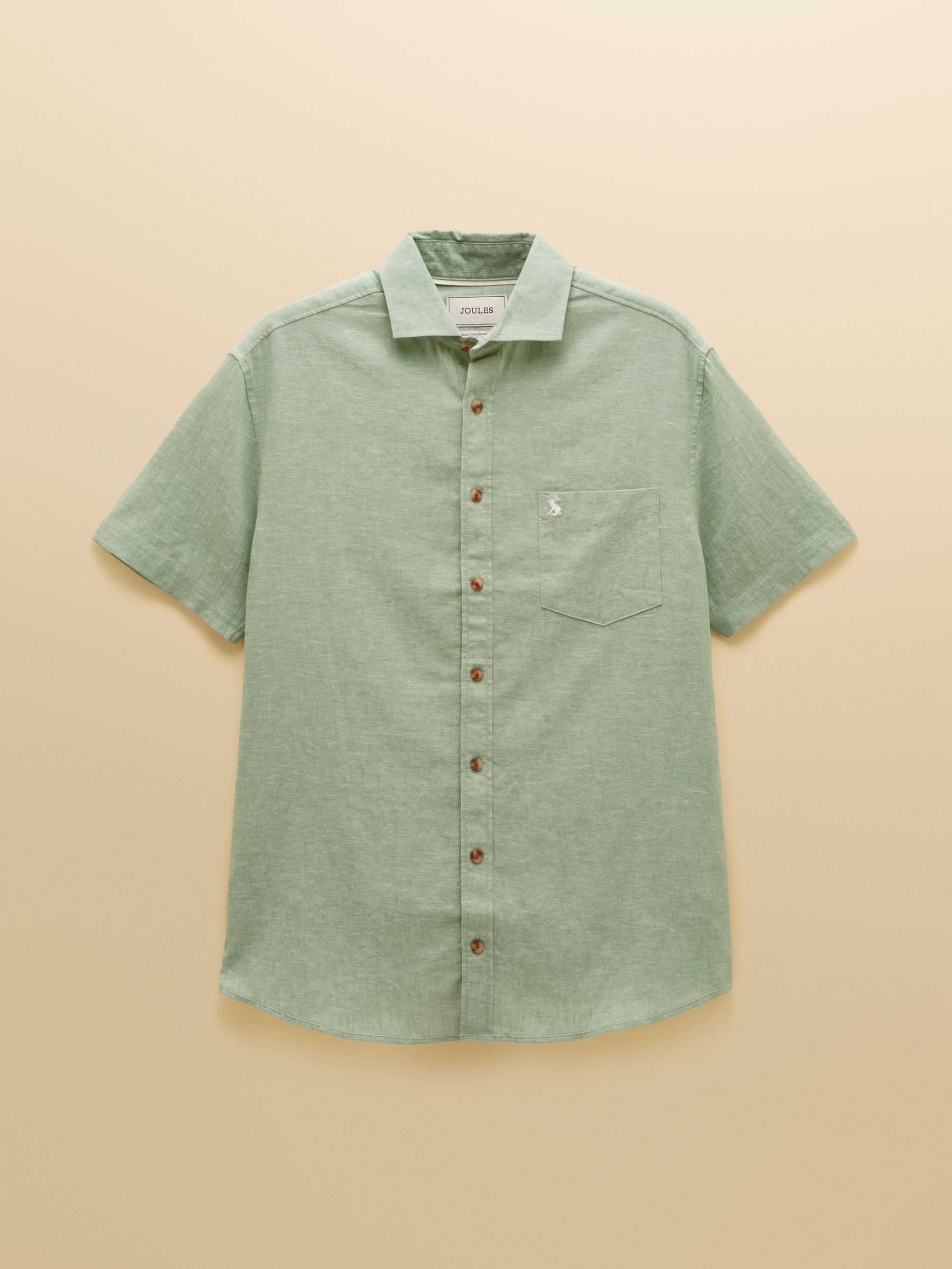 Green Linen Blend Short Sleeve Shirt - Image 8 of 8