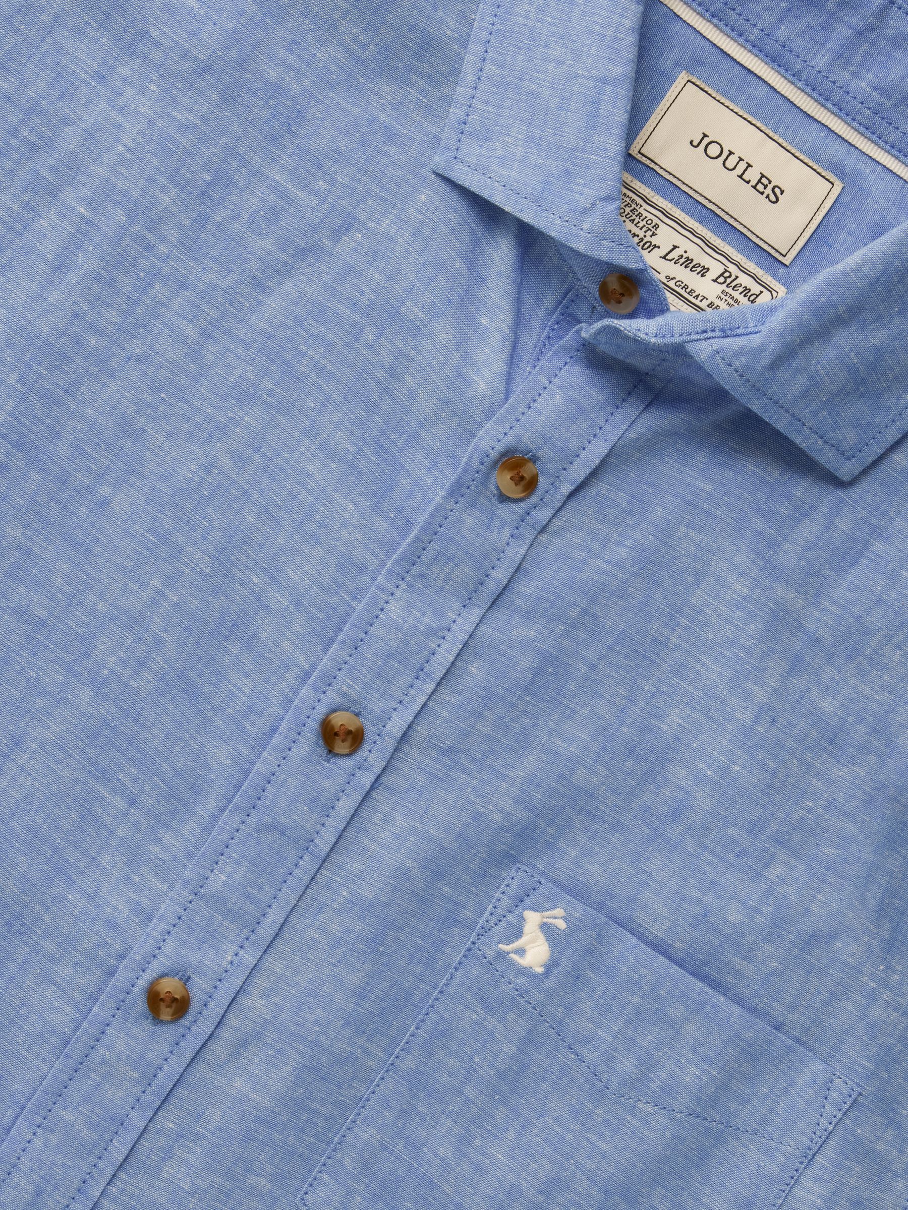 Light Blue Linen Blend Short Sleeve Shirt - Image 2 of 8