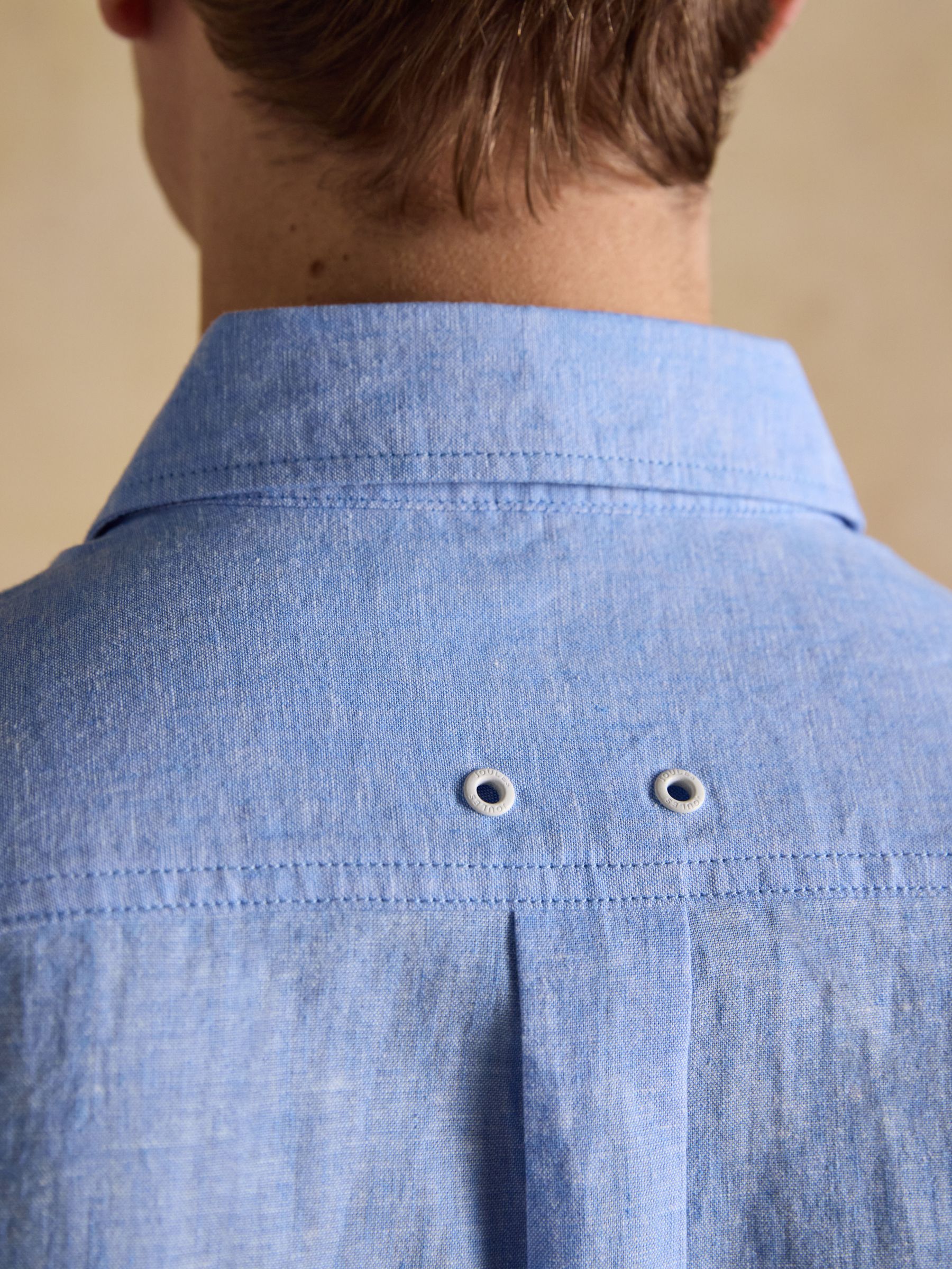 Light Blue Linen Blend Short Sleeve Shirt - Image 7 of 8