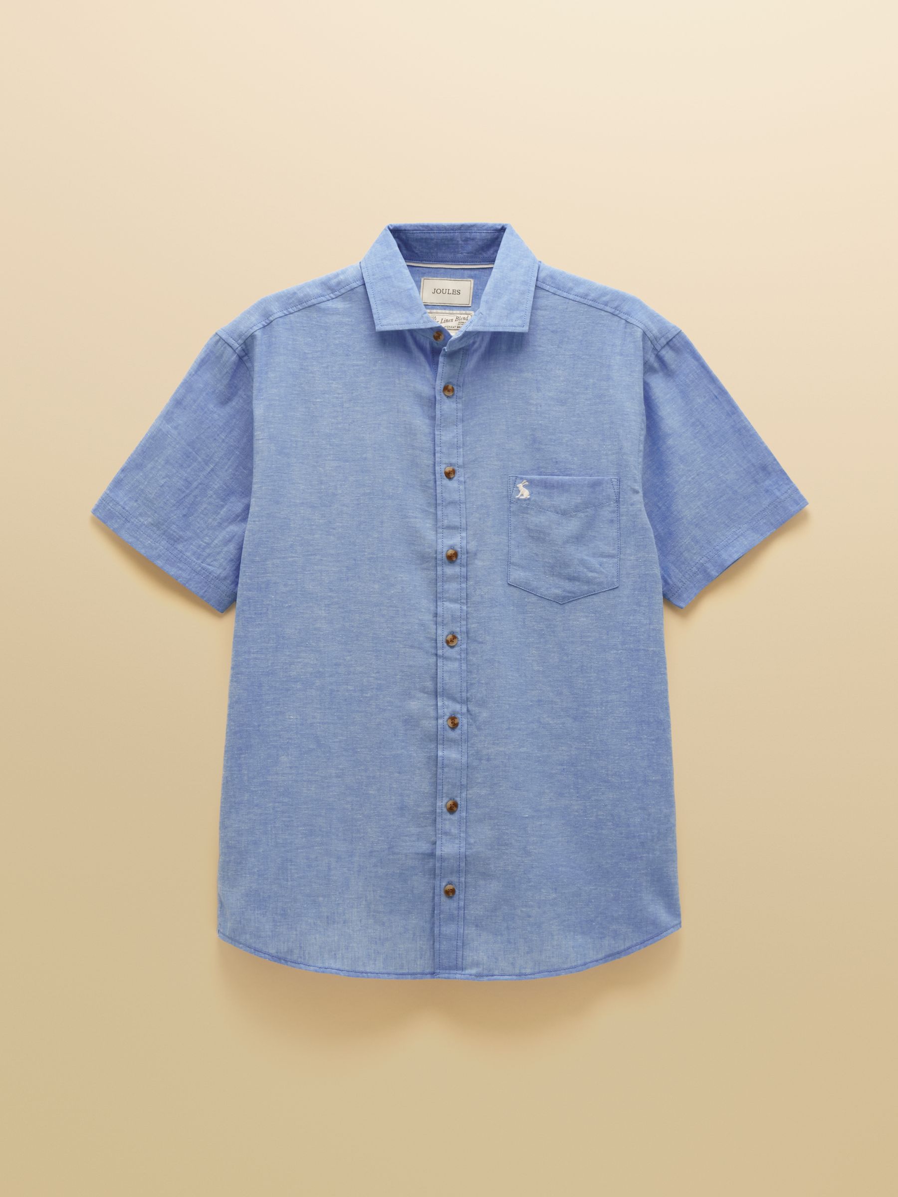 Light Blue Linen Blend Short Sleeve Shirt - Image 8 of 8