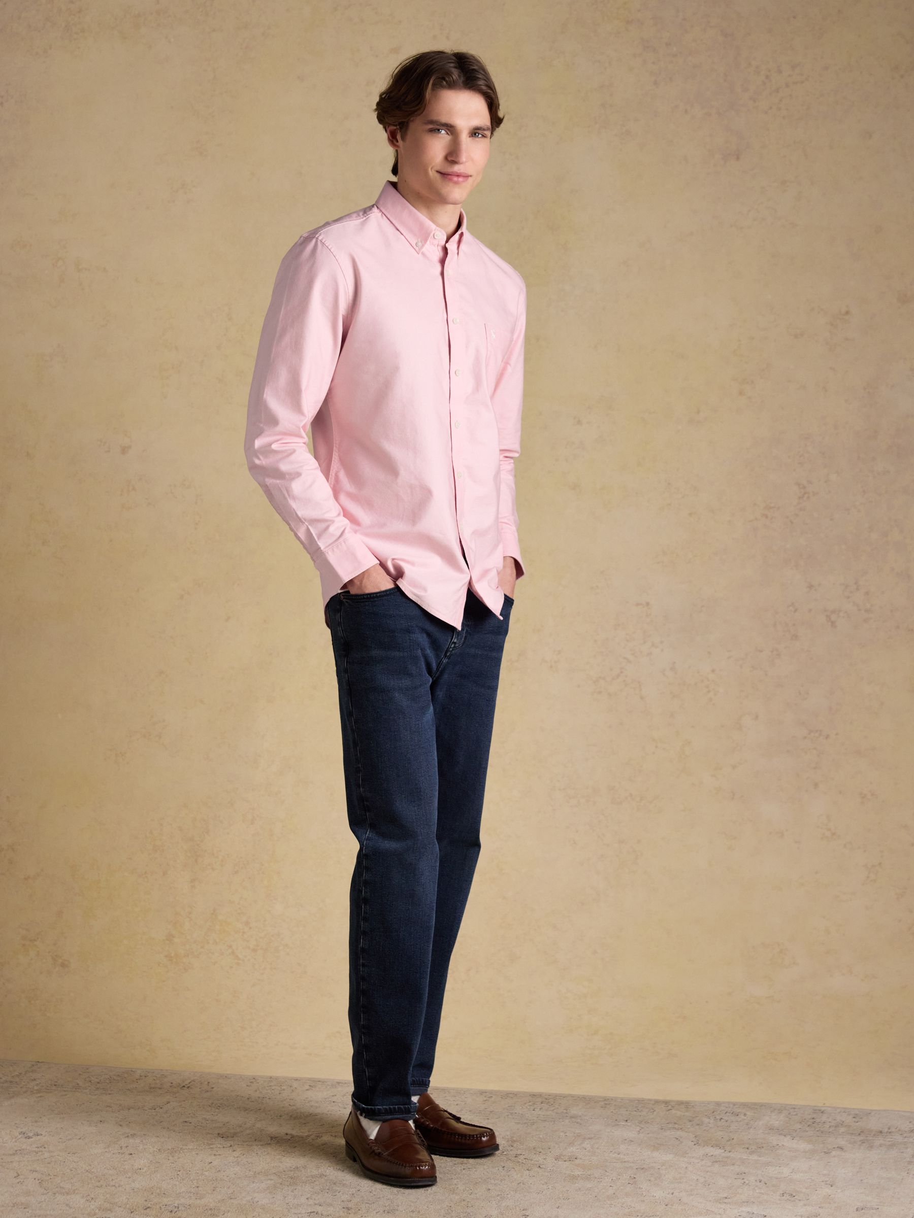 Oxford Classic Fit Pink Long Sleeve Cotton Shirt - Image 4 of 10
